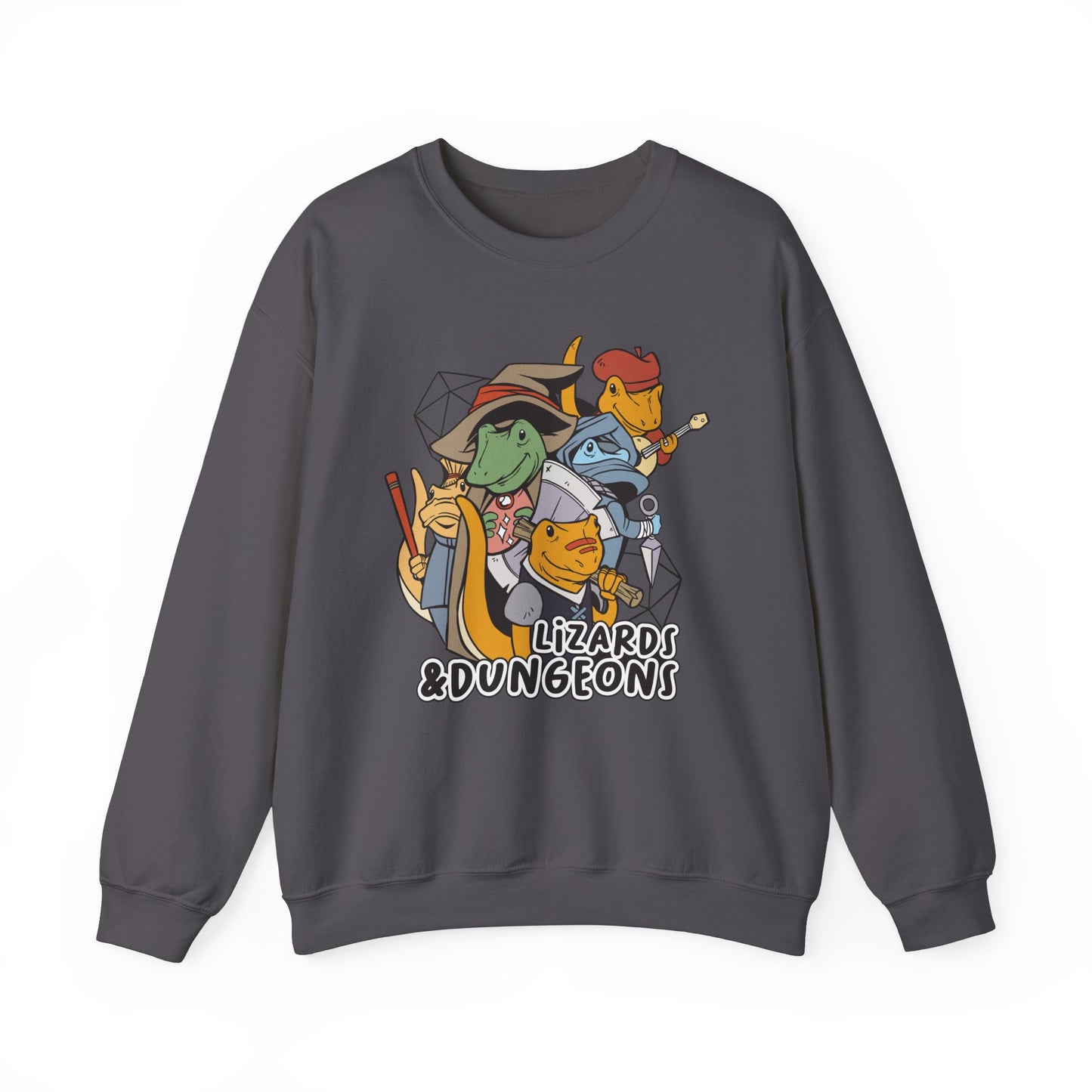 Dungeons and Lizards Funny D&D Parody Sweatshirt | Nerdy Fantasy Game Sweater Lizard Lovers | Unique Winter Gift Cozy Fun Sweatshirt Gamers