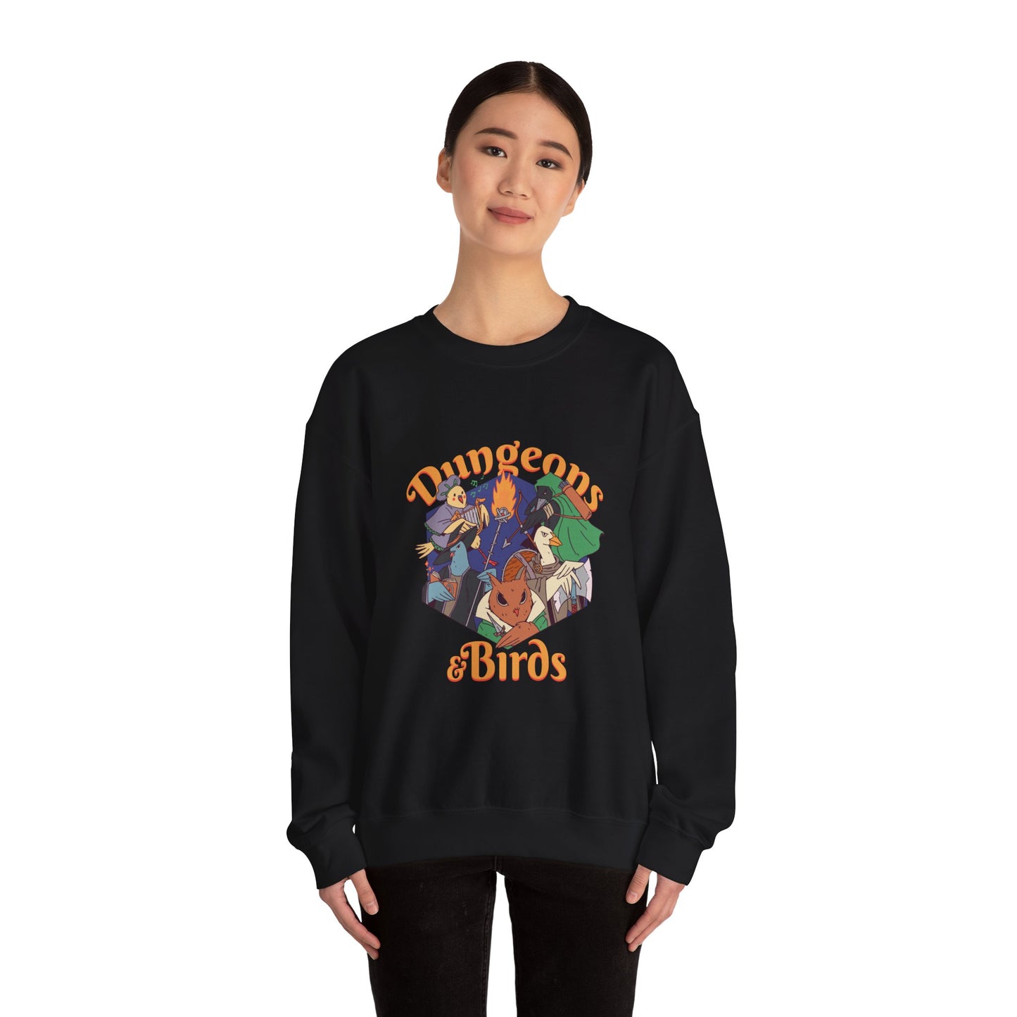 Dungeons and Birbs Funny D&D Parody Sweatshirt | Nerdy Fantasy Game Sweater Bird Lovers | Unique Winter Gift | Cozy Fun Sweatshirt Gamers