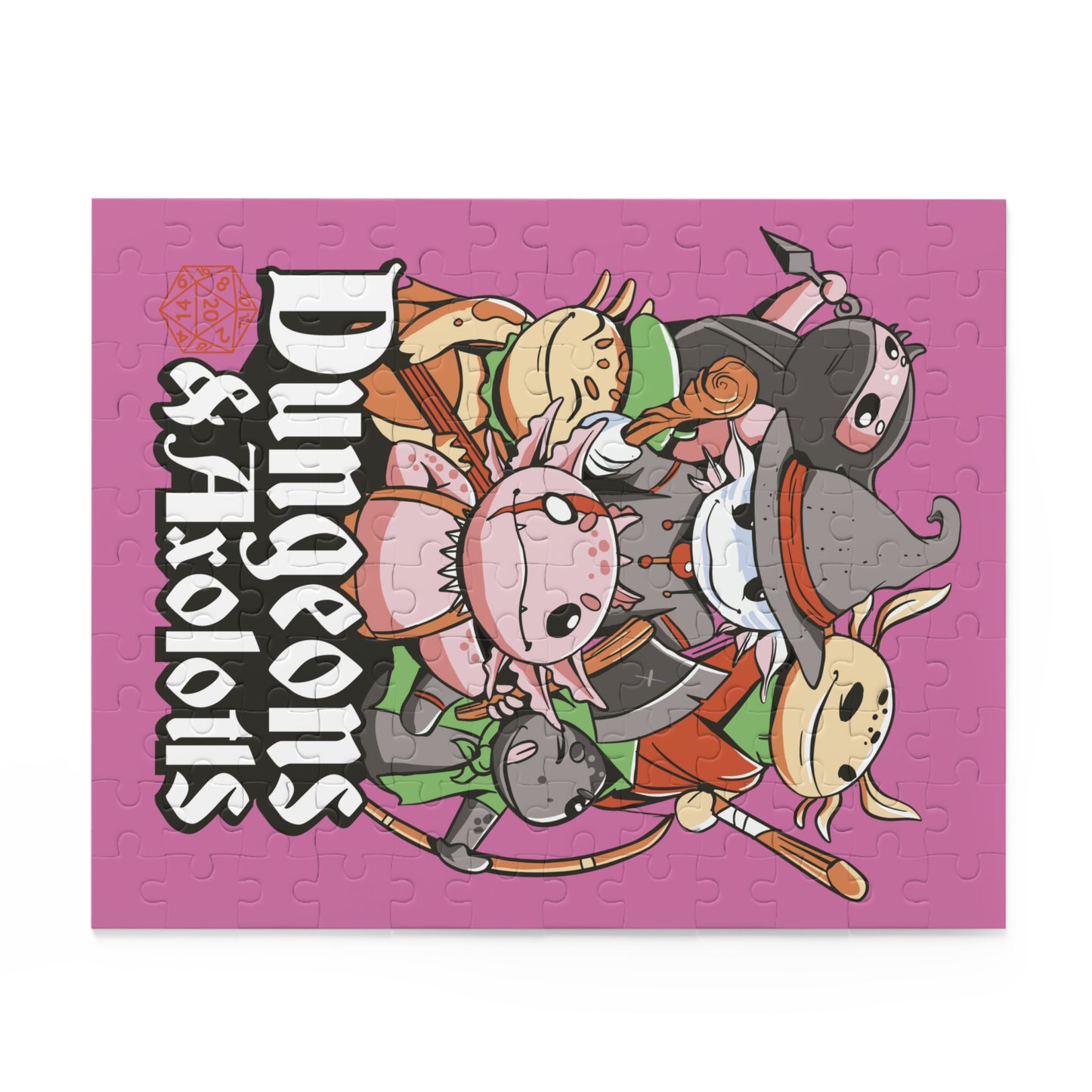 Dungeons and Axolotls Jigsaw Puzzle Funny D&D Parody 120-500 Pieces for Nerdy Fantasy Game Fans and Axolotl Lovers RPG Style Puzzle
