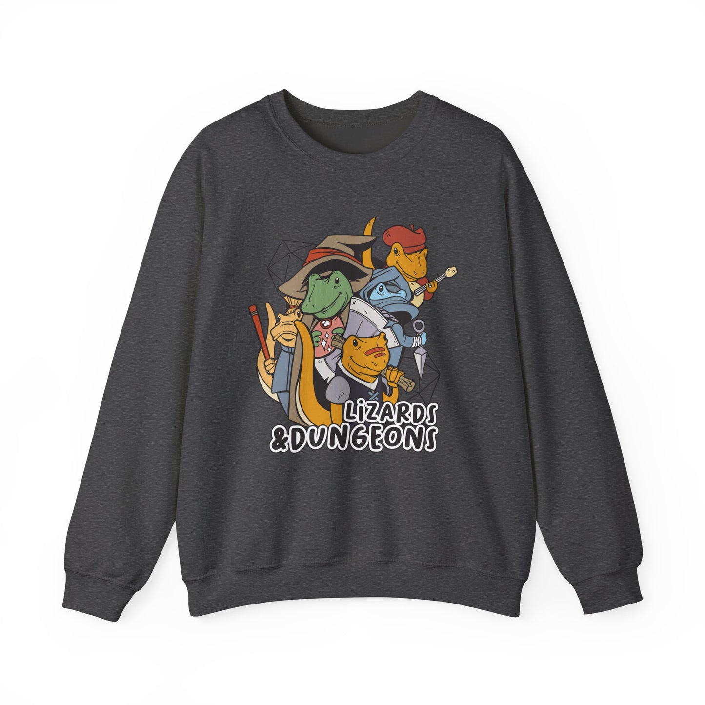 Dungeons and Lizards Funny D&D Parody Sweatshirt | Nerdy Fantasy Game Sweater Lizard Lovers | Unique Winter Gift Cozy Fun Sweatshirt Gamers