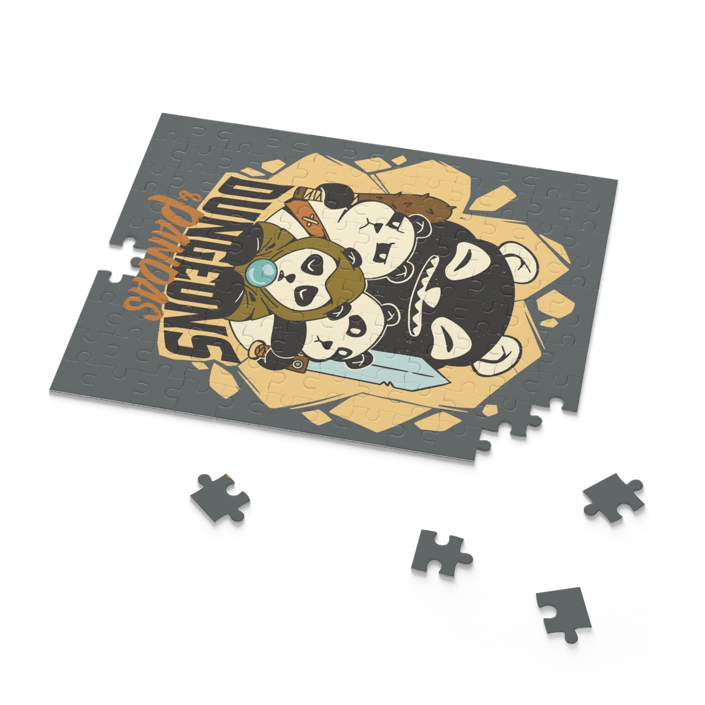 Dungeons and Pandas Jigsaw Puzzle Funny D&D Parody 120-500 Pieces for Nerdy Fantasy Game Fans and Panda Lovers RPG Style Puzzle