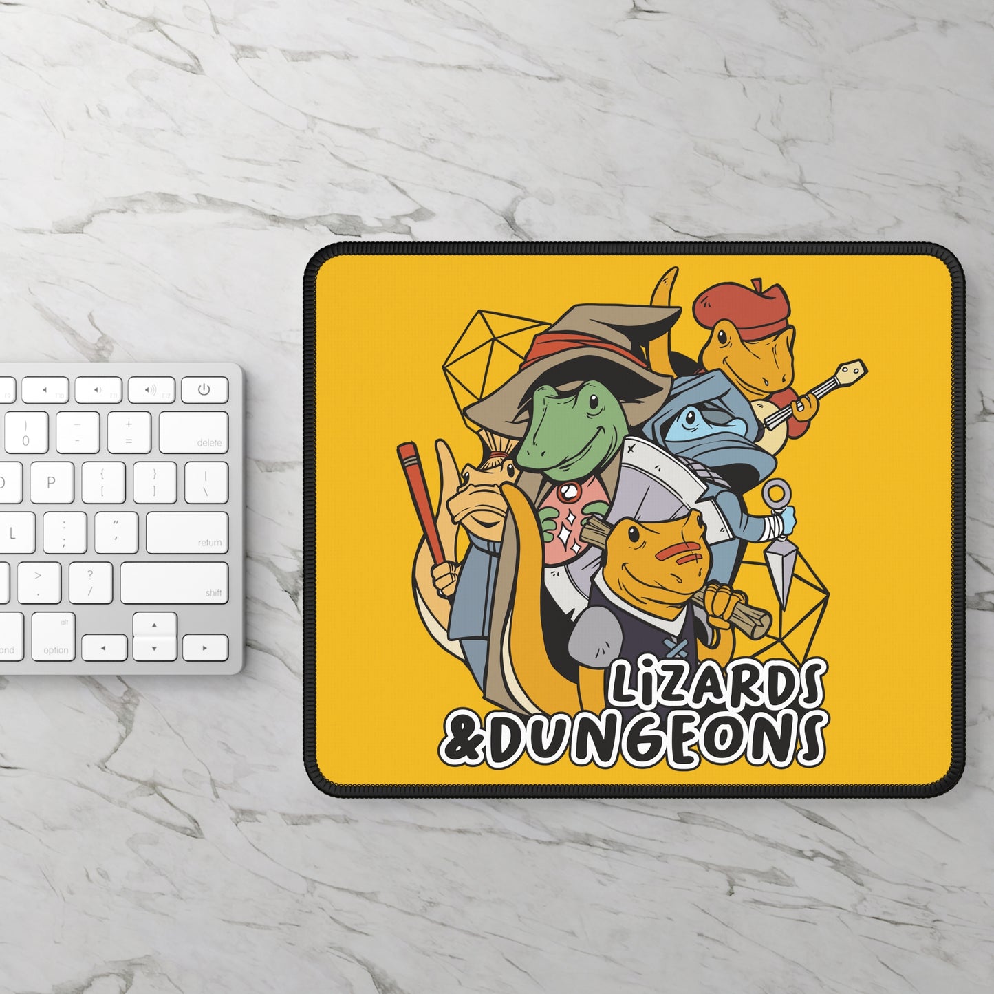 Dungeons and Lizards Non Slip Mouse Pad | Fantasy Game Desk Decor | Unique Gift for Lizard Lovers RPG-Inspired Desk Mat Fun Gaming Accessory
