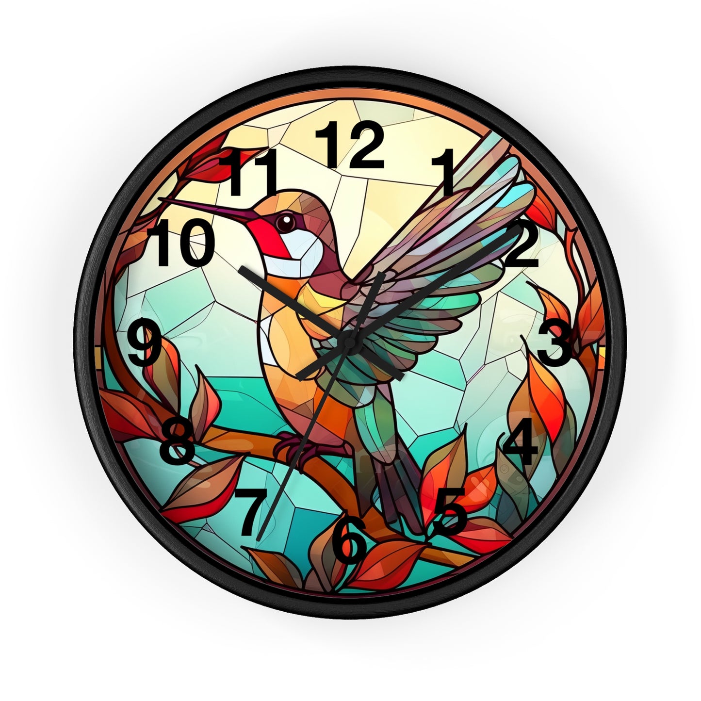 Beautiful Hummingbird Stained Glass Wall Clock | Colorful Vibrant Bird Design | Battery Operated | Unique Home Decor | HummingBird Gift