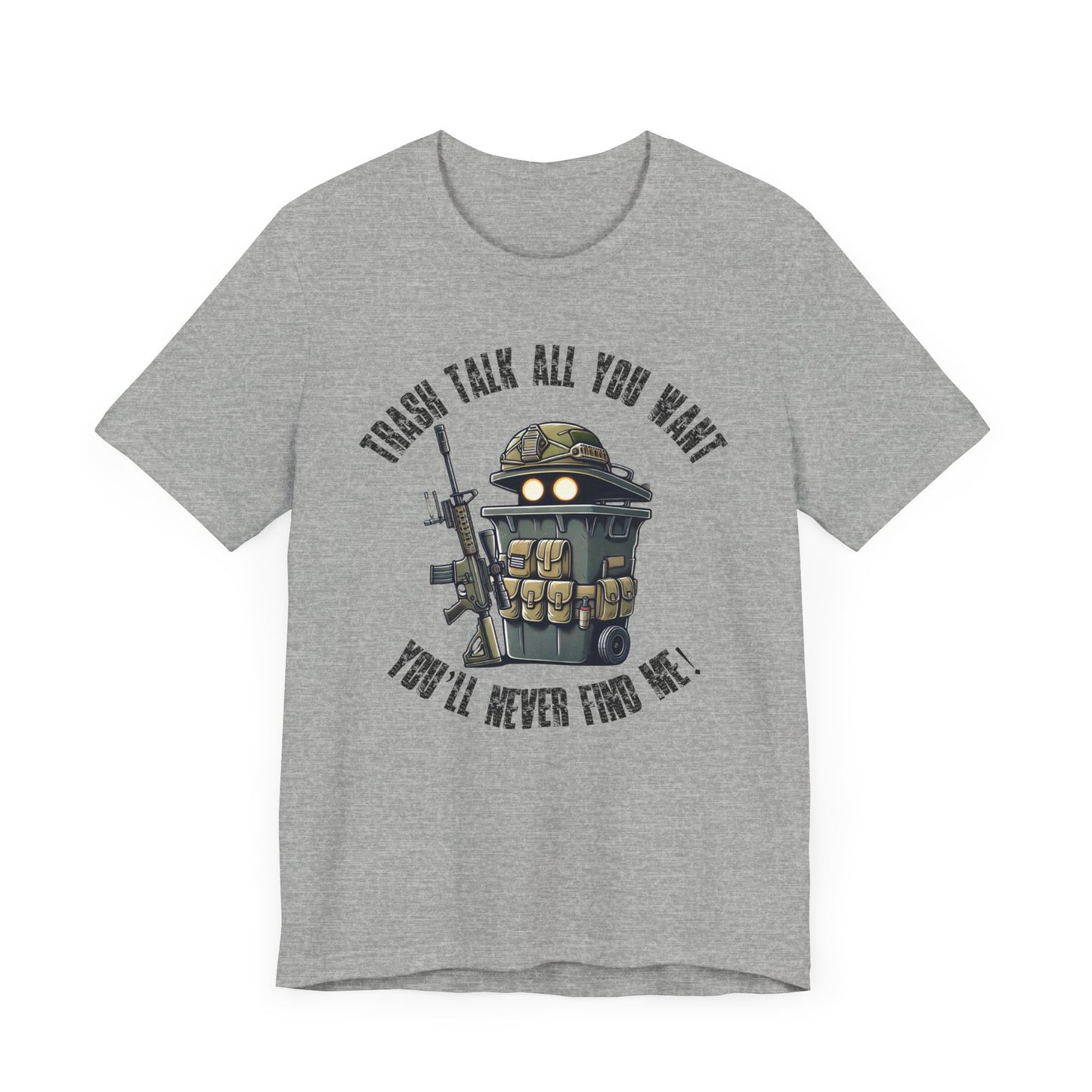 Tactical Trash Can Soldier Art | Funny Military Garbage Bin Design | Unique Cartoon Prop Hunt Gift | Armed Trash Bin Graphic | Gamer Humor