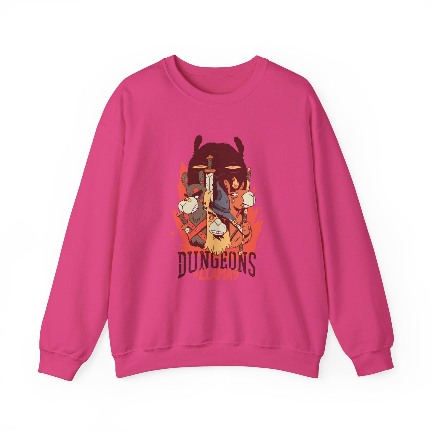 Dungeons and Llamas Funny D&D Parody Sweatshirt | Nerdy Fantasy Game Sweater Llama Lovers | Unique Winter Gift | Cozy Fun Sweatshirt Gamers