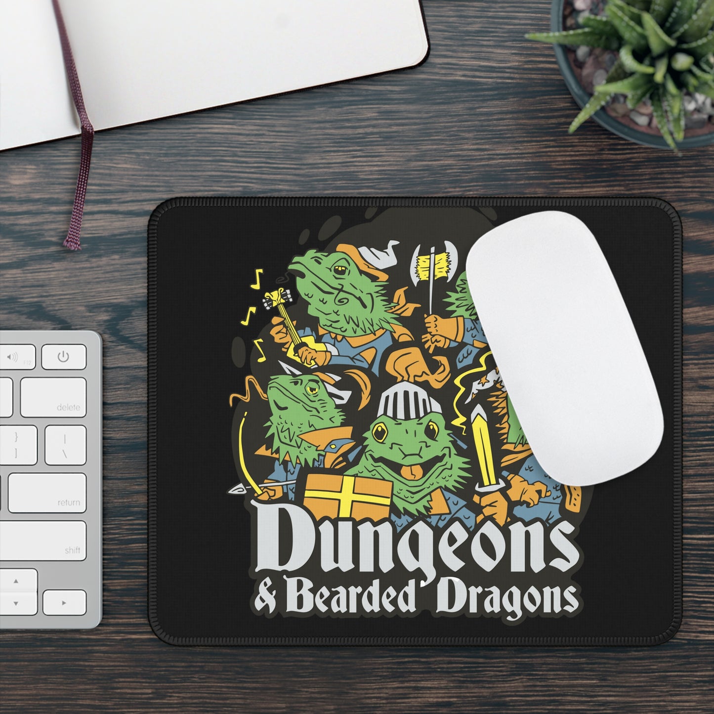 Dungeons and Bearded Dragons Non Slip Mouse Pad | Fantasy Game Desk Decor | Gift for Bearded Dragon Lovers | RPG-Inspired Mat