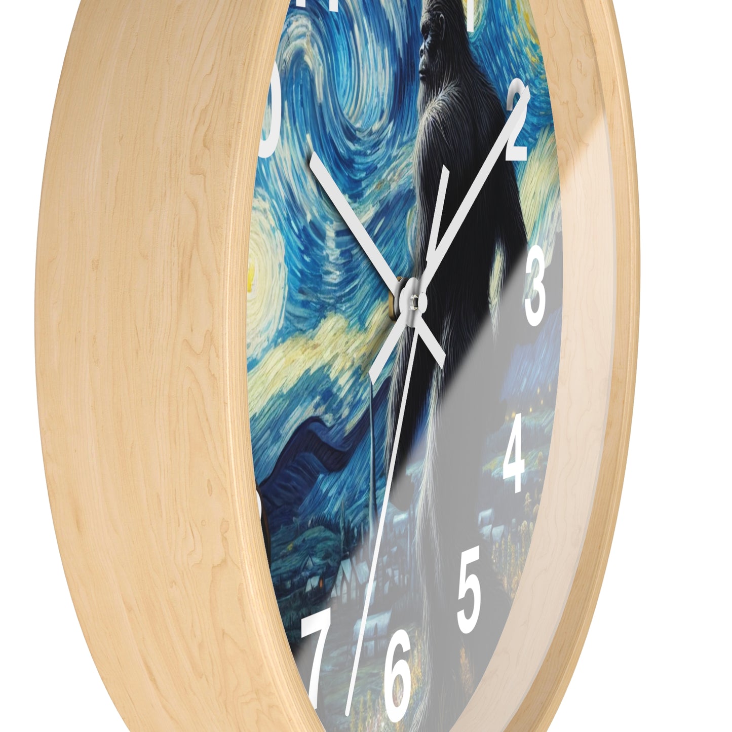Bigfoot Night Sky Wall Clock | Battery Operated | Starry Night Inspired Art | Perfect Gift Bigfoot Lovers Humorous Sasquatch Wall Decor