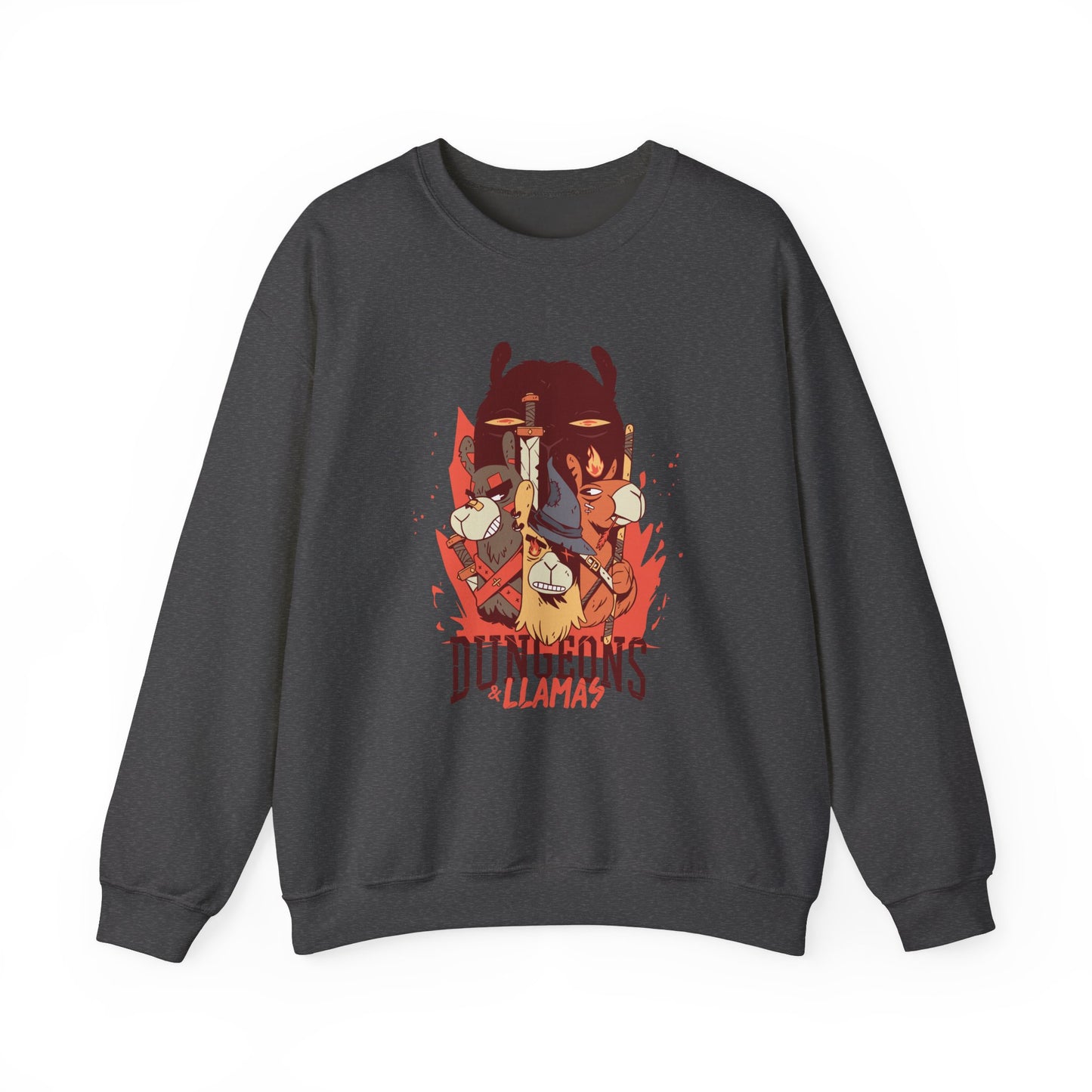 Dungeons and Llamas Funny D&D Parody Sweatshirt | Nerdy Fantasy Game Sweater Llama Lovers | Unique Winter Gift | Cozy Fun Sweatshirt Gamers