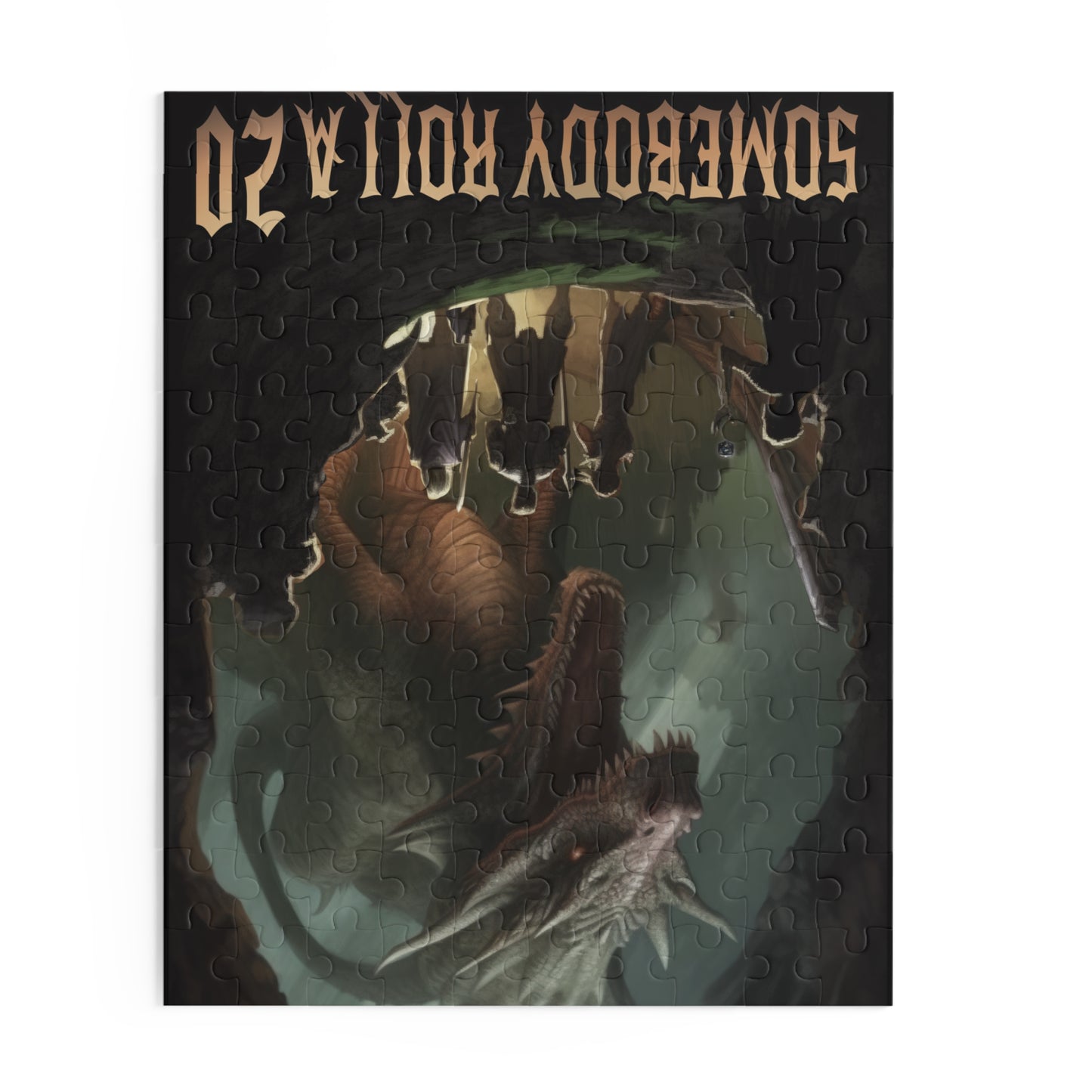 Somebody Roll A 20 Dungeons Roleplaying Puzzle RPG Humor 120-500 Piece Jigsaw Fun for Gamers and D&D Enthusiasts