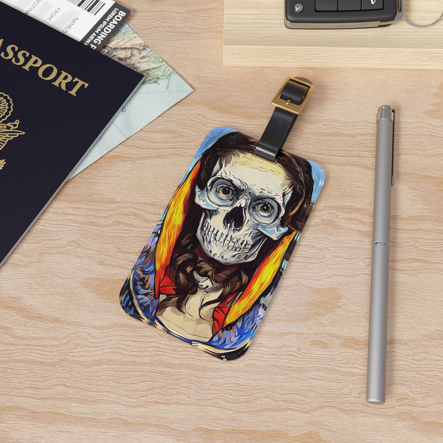 Skull Art Women Creepy Goth Luggage Tag | Death Skeleton Design | Perfect Baggage ID for Gothic Fashion Lovers | Unique Travel Accessory