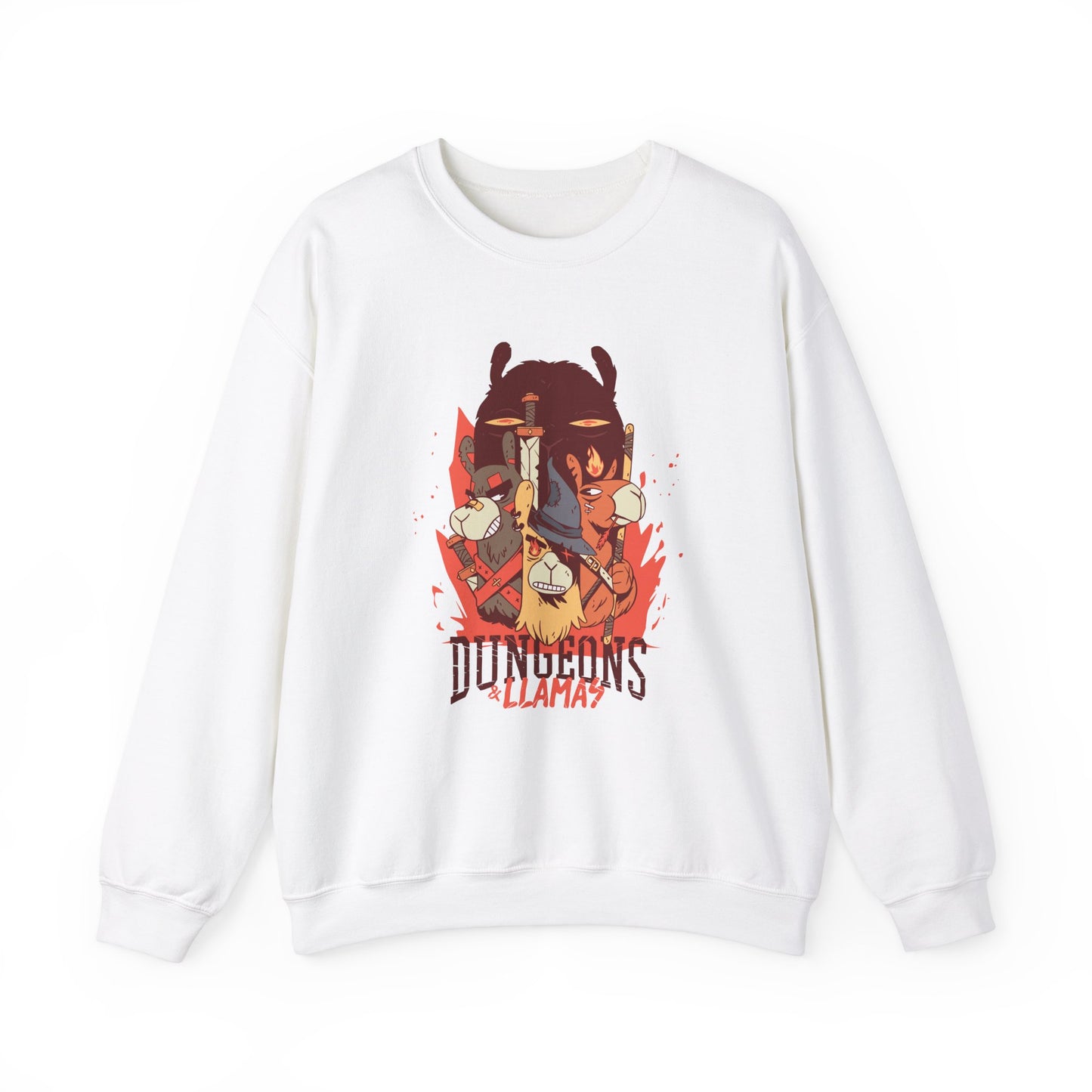 Dungeons and Llamas Funny D&D Parody Sweatshirt | Nerdy Fantasy Game Sweater Llama Lovers | Unique Winter Gift | Cozy Fun Sweatshirt Gamers