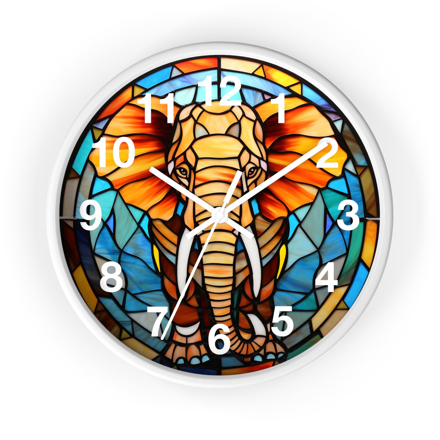 Beautiful Stained Glass Elephant Wall Clock Battery Operated Unique Animal Lover Decor Perfect Gift Elephant Enthusiast Colorful Home Accent