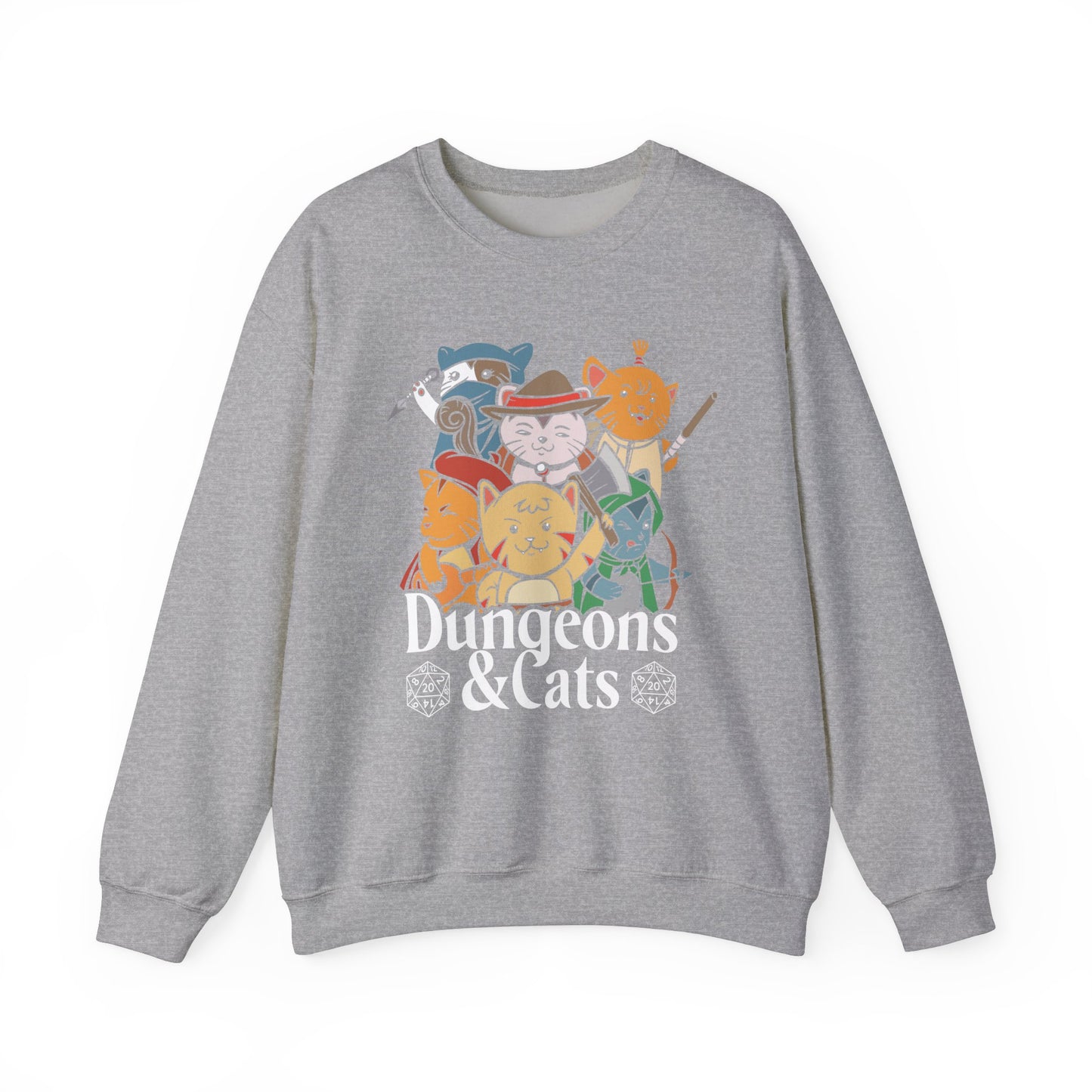 Dungeons and Cats Funny D&D Parody Sweatshirt | Nerdy Fantasy Game Sweater for Cat Lovers | Unique Winter Gift | Cozy Fun Sweatshirt Gamers