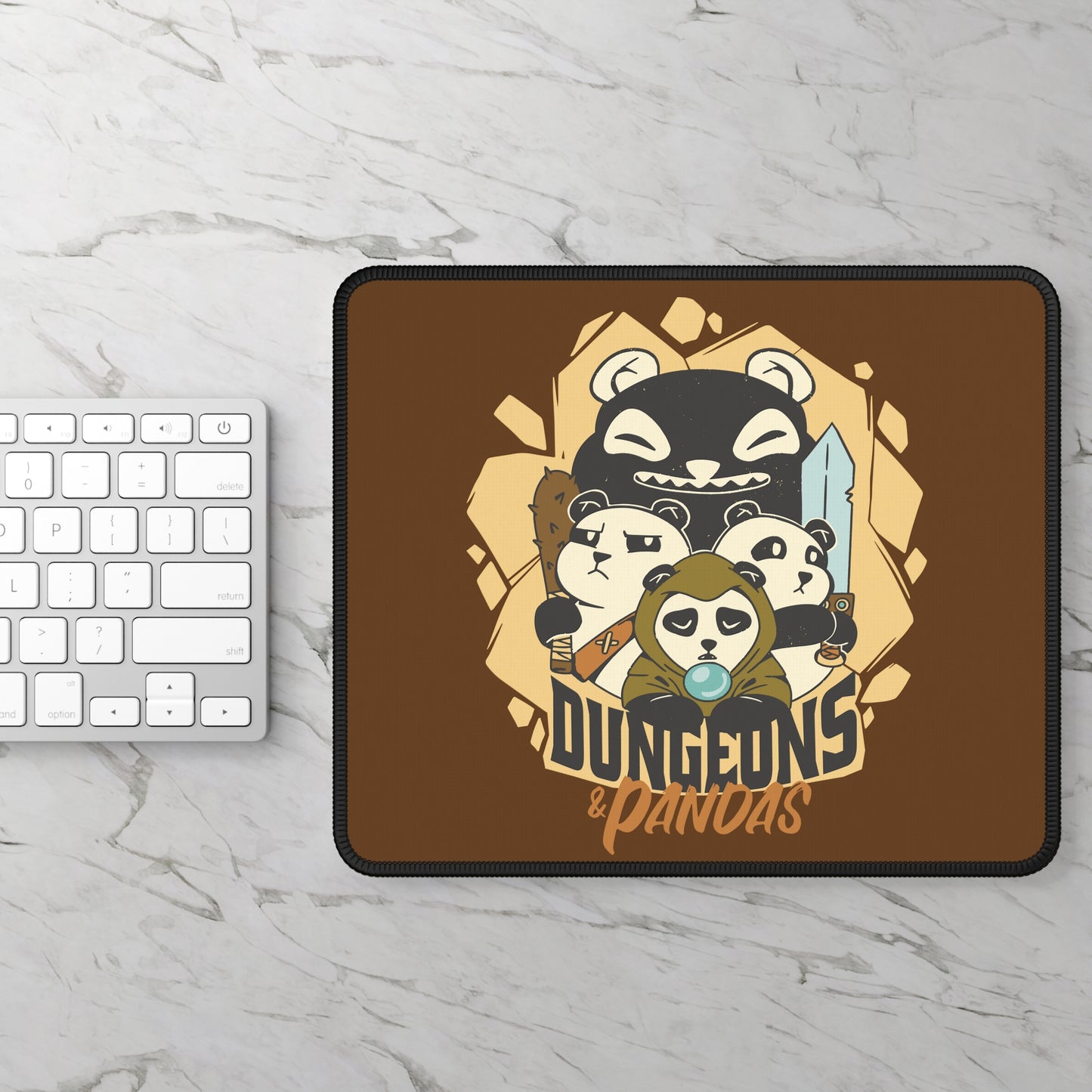 Dungeons and Pandas Non Slip Mouse Pad | Fantasy Game Desk Decor | Unique Gift for Panda Lovers | RPG-Inspired Desk Mat Fun Gaming Accessory