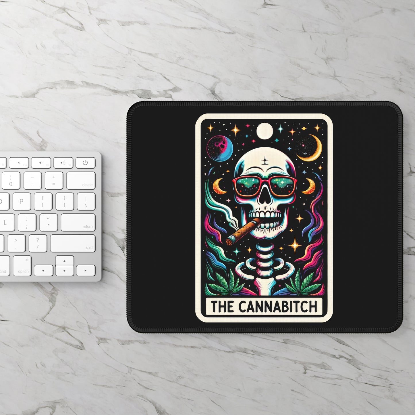 Cannabitch Tarot Card Non Slip Mouse Pad Stoner Office Decor Cannabis Lovers Gift Tarot-Inspired Desk Mat Funny Weed-Themed Desk Accessory