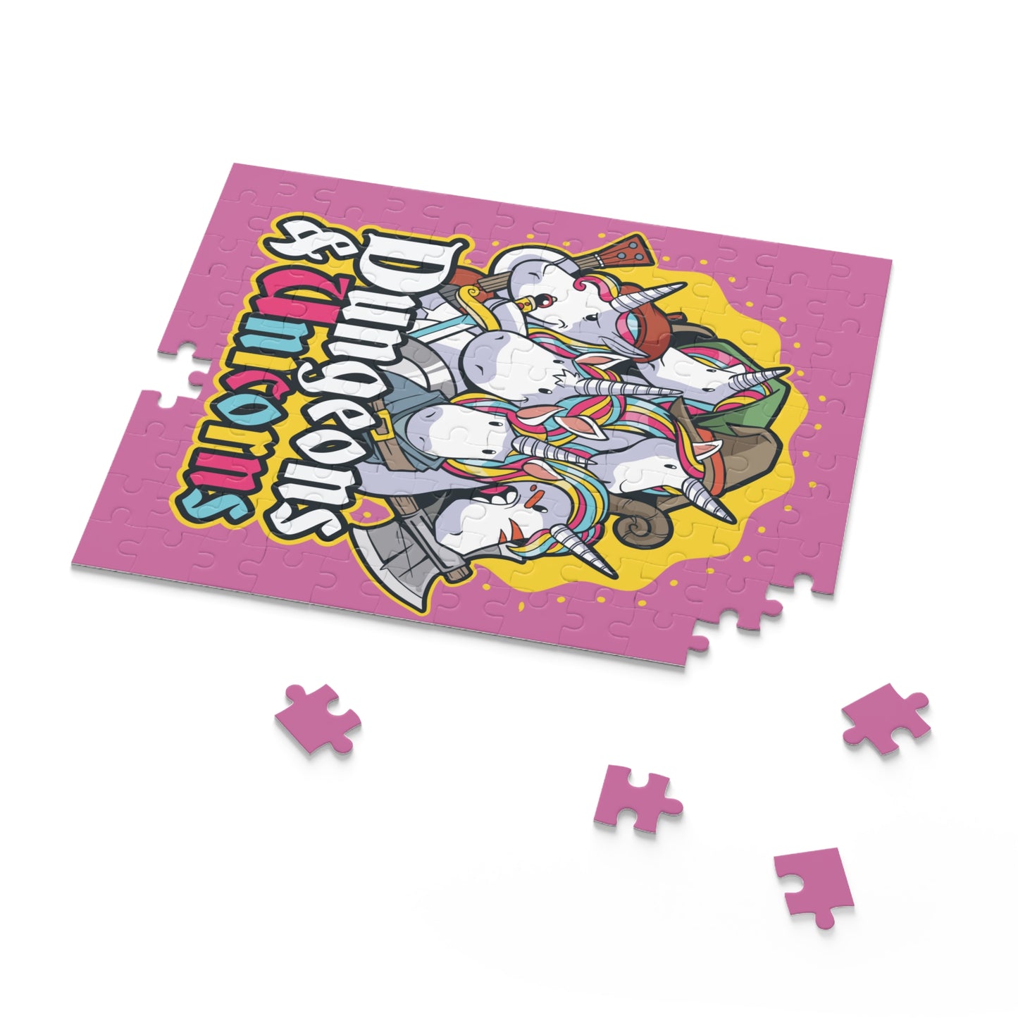 Dungeons and Unicorns Jigsaw Puzzle Funny D&D Parody 120-500 Pieces for Nerdy Fantasy Game Fans and Unicorn Lover RPG Style Puzzle