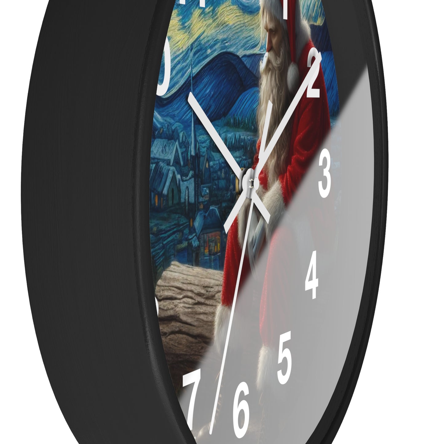 Santa Claus Night Sky Wall Clock | Battery Operated Starry Night-Inspired Holiday Art Perfect Christmas Gift Santa Lovers Festive Wall Decor