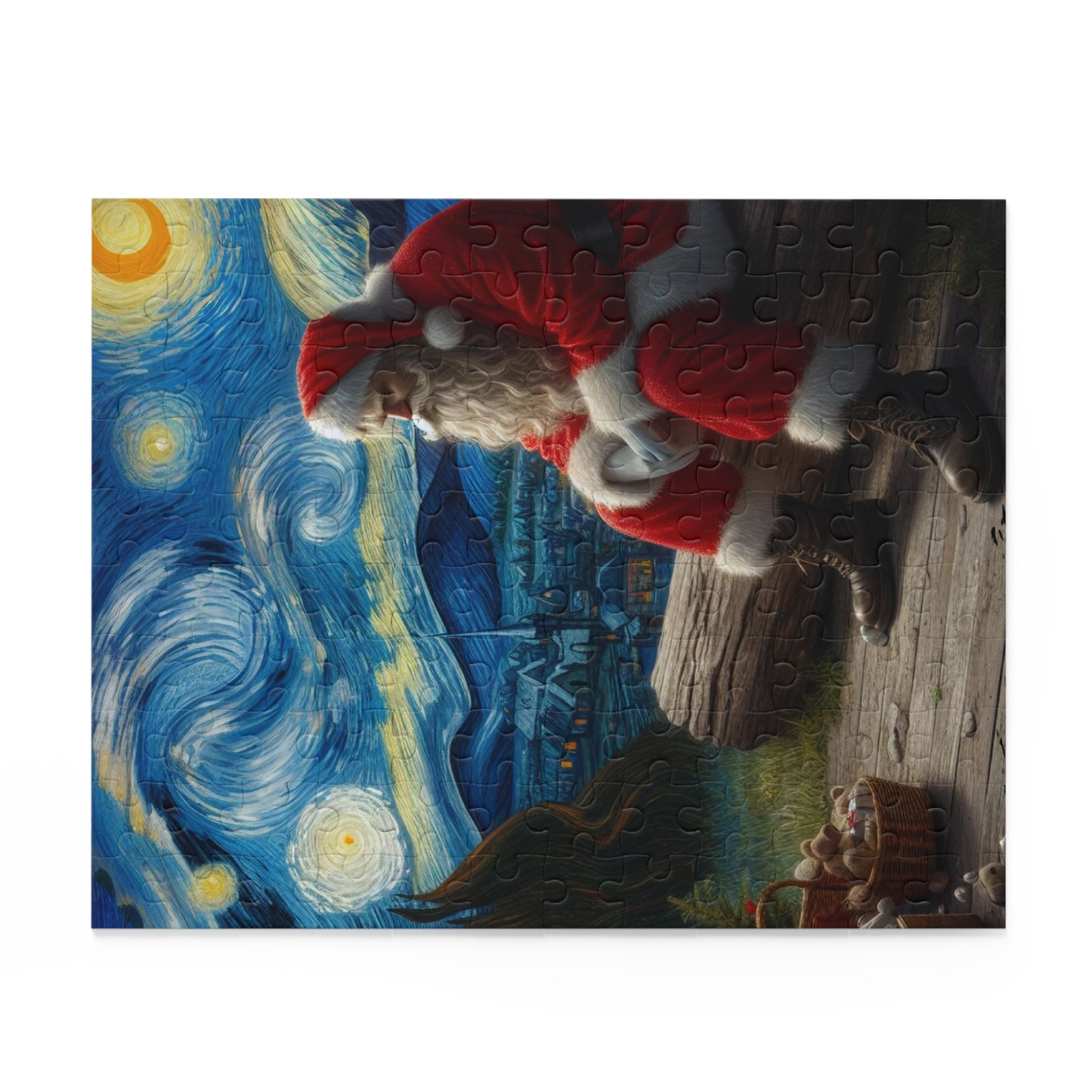 Santa Claus Night Sky Jigsaw Puzzle 120-500 Pieces | Starry Night-Inspired Holiday Art & Christmas Design Perfect for Santa Lovers