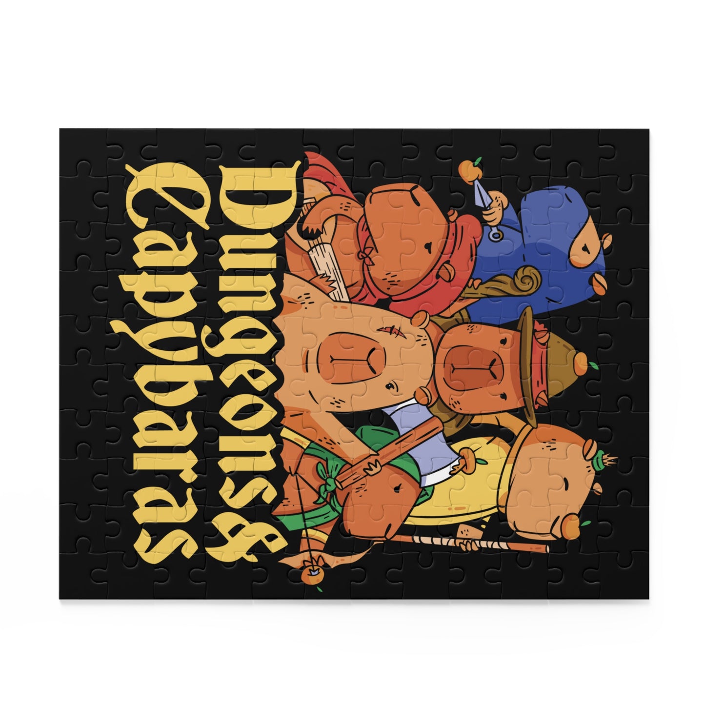 Dungeons and Capybaras Jigsaw Puzzle Funny D&D Parody 120-500 Pieces for Nerdy Fantasy Game Fans and Capybara Lovers RPG Style Puzzle