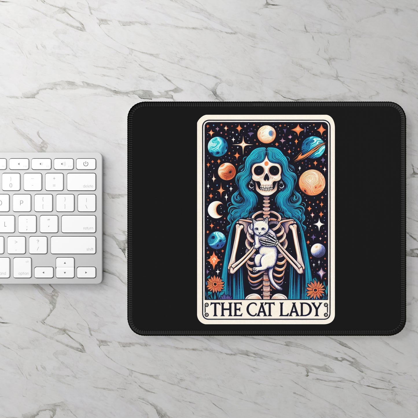 Cat Lady Tarot Card Mouse Pad | Witchy Office Desk Decor | Unique Cat Lover Gift | Tarot Reading Mat | Cute Feline Witch Accessory Desk Pad