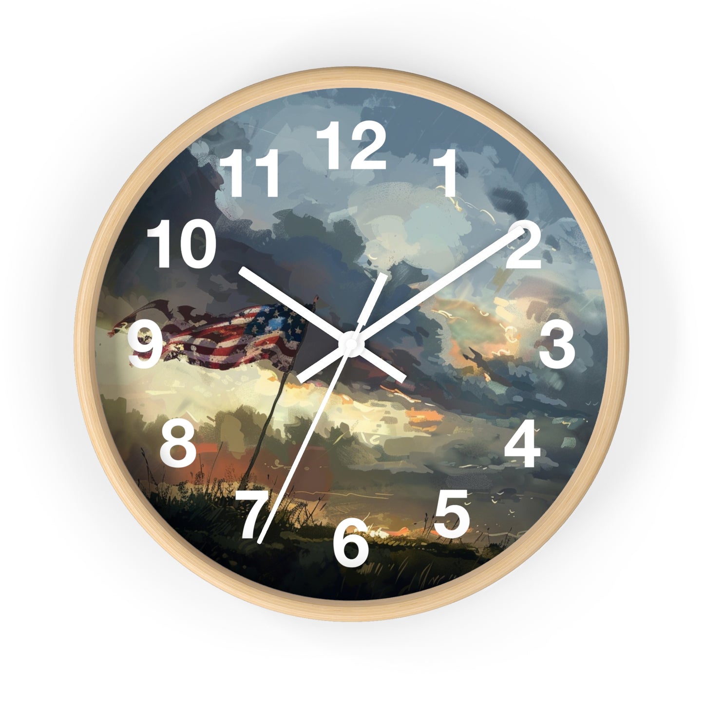 American Flag Pole Wall Clock | Patriotic Standing Flag Design | Battery Operated | USA Pride Decor | Perfect Gift for Patriots and Veteran