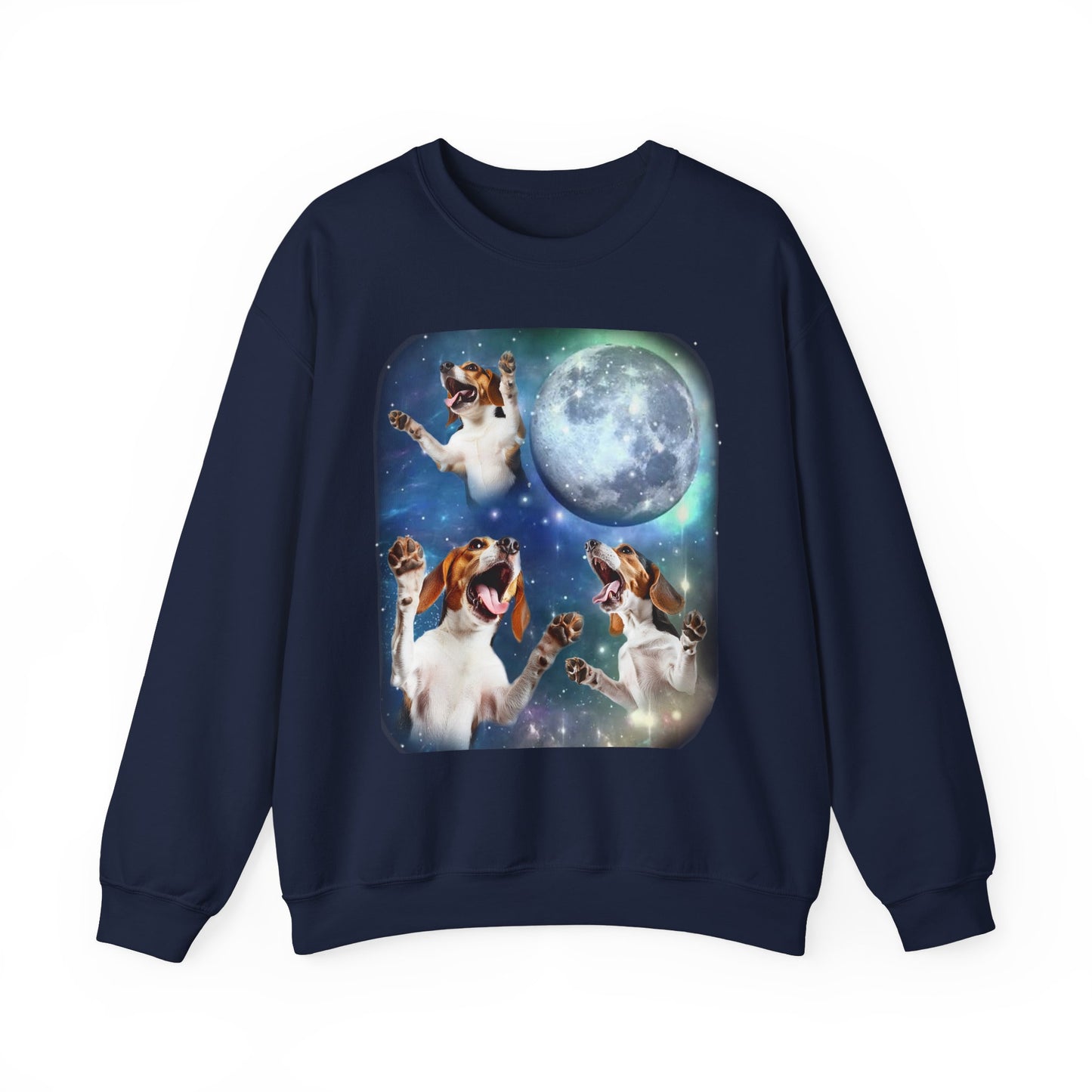 Beagle Howling at Moon Sweatshirt | Vintage Dog Lover Pullover Sweater | Funny Beagle Apparel Gift for Dog Enthusiasts and Pet Lovers