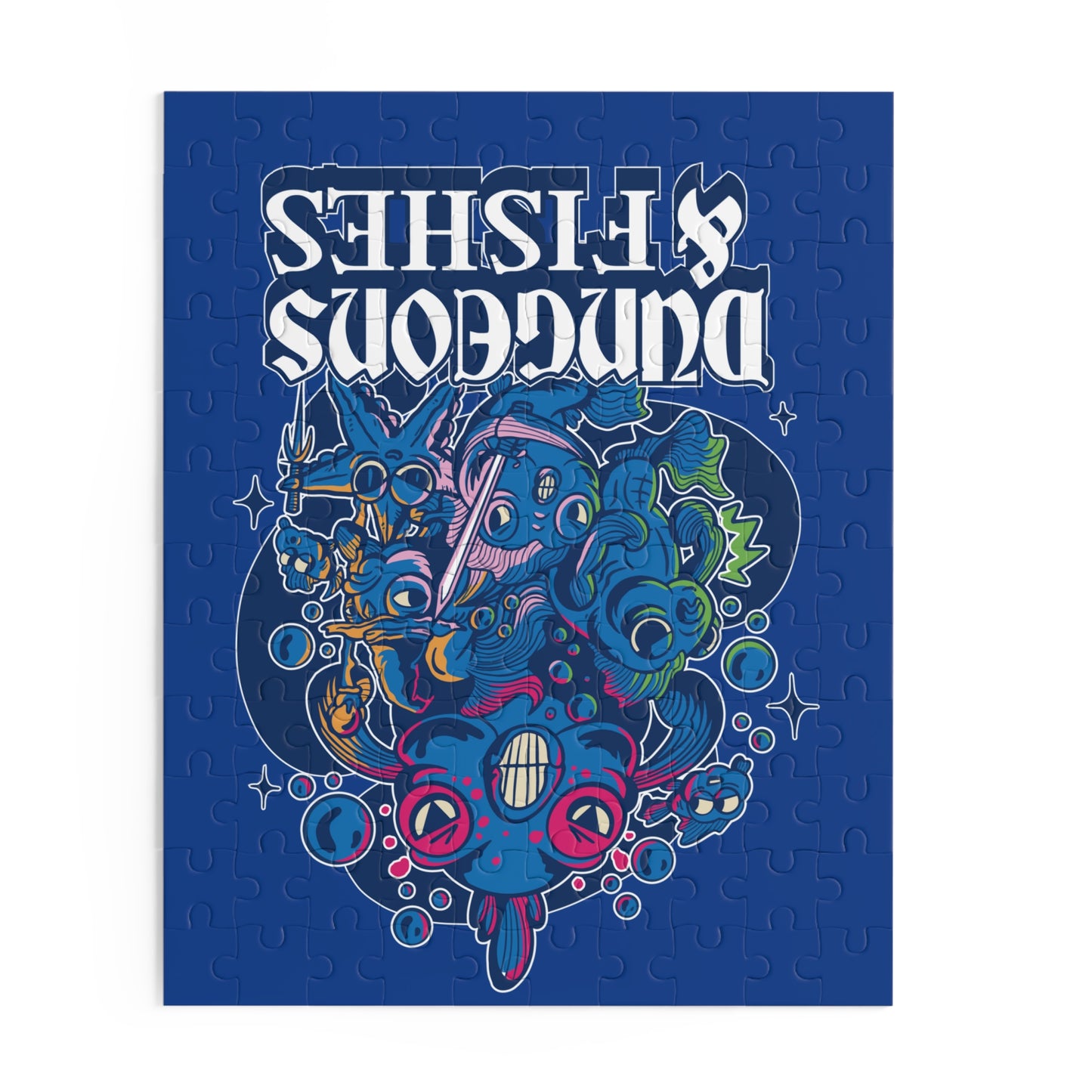 Dungeons and Fishes Jigsaw Puzzle Funny D&D Parody 120-500 Pieces for Nerdy Fantasy Game Fans and Fish Lovers RPG Style Puzzle