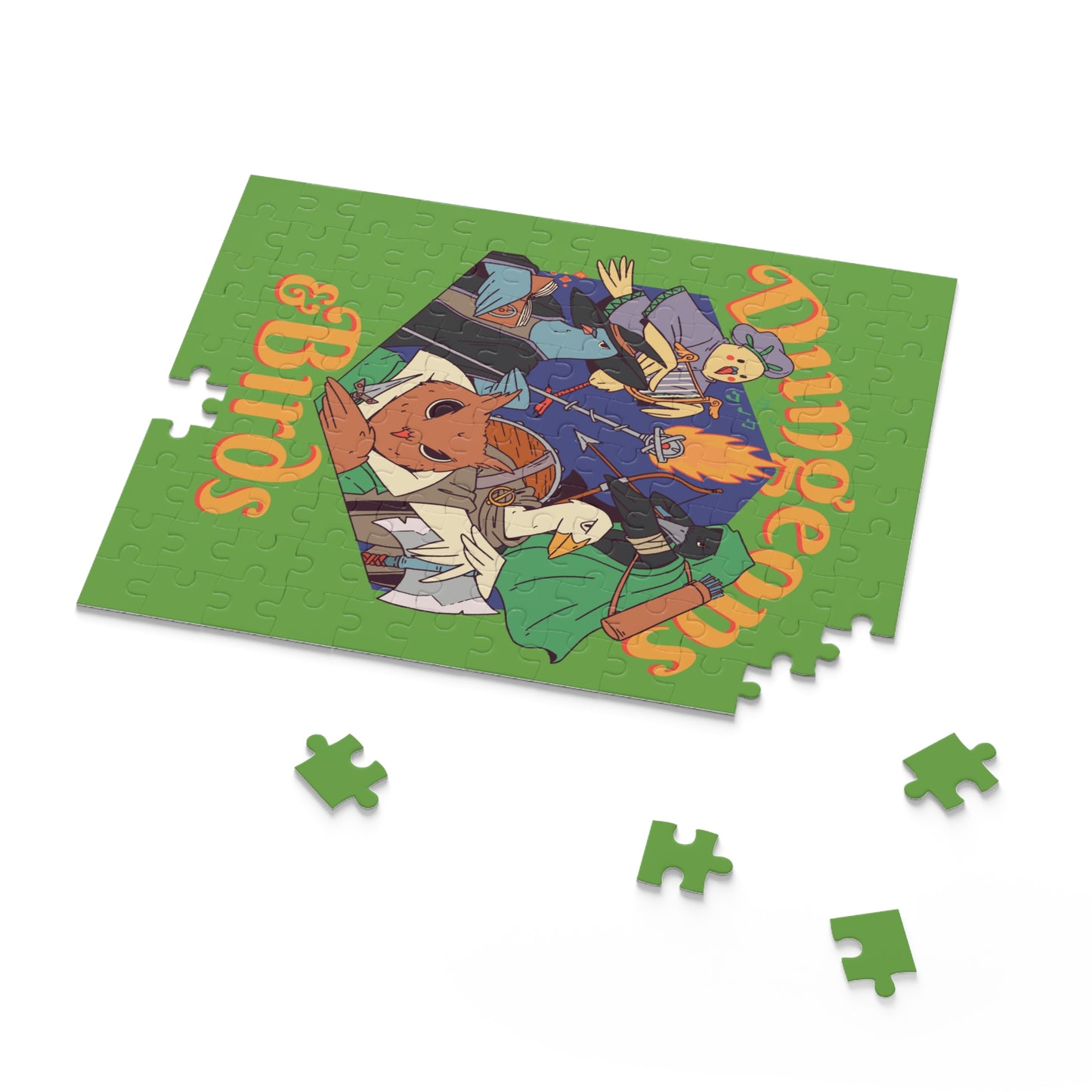 Dungeons and Birds Jigsaw Puzzle Funny D&D Parody 120-500 Pieces for Nerdy Fantasy Game Fans and Bird Lovers RPG Style Puzzle