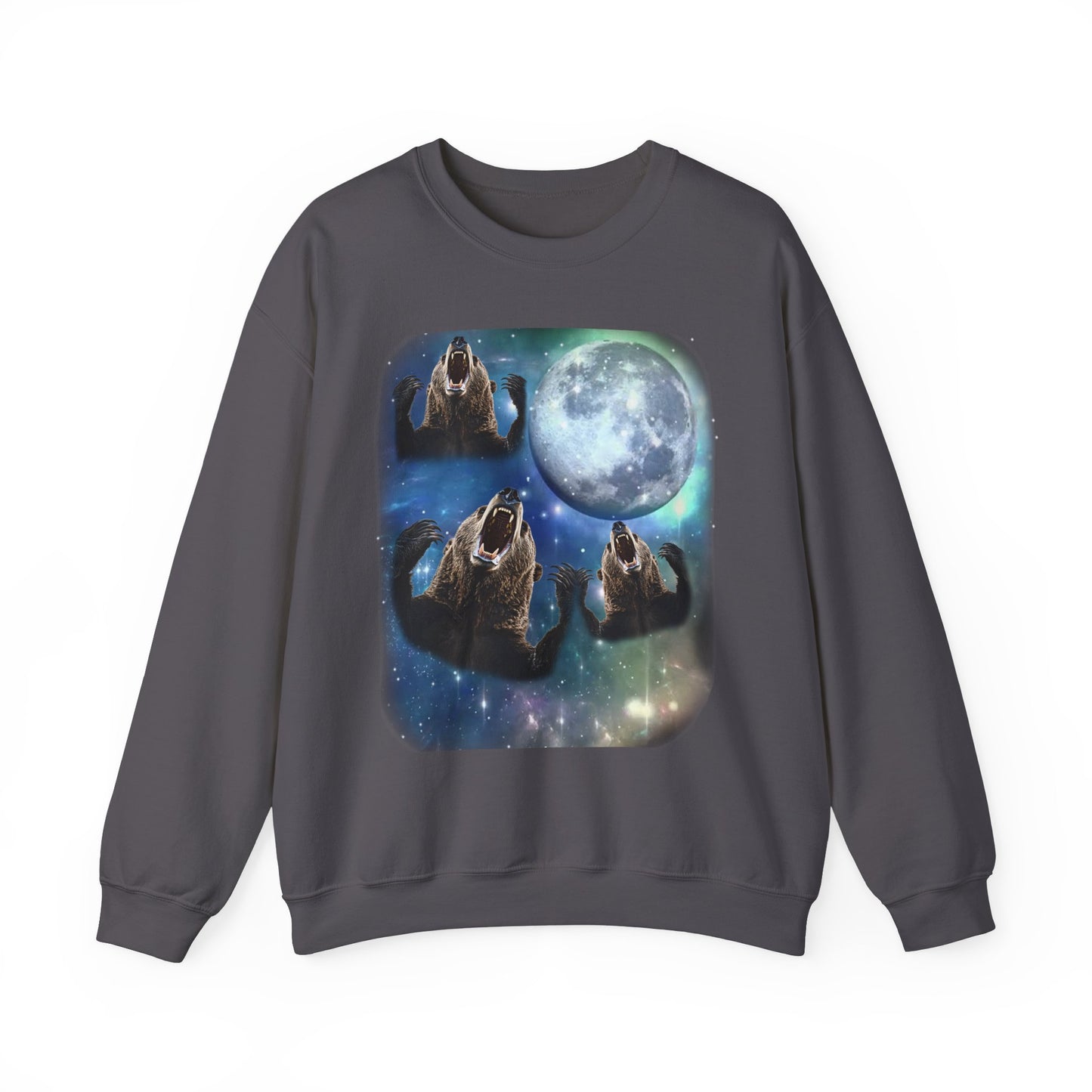 Brown Bear Howling at Moon Sweatshirt | Vintage Bear Lover Pullover Sweater | Funny Brown Bear Apparel Gift Wildlife Enthusiasts Cute Bear