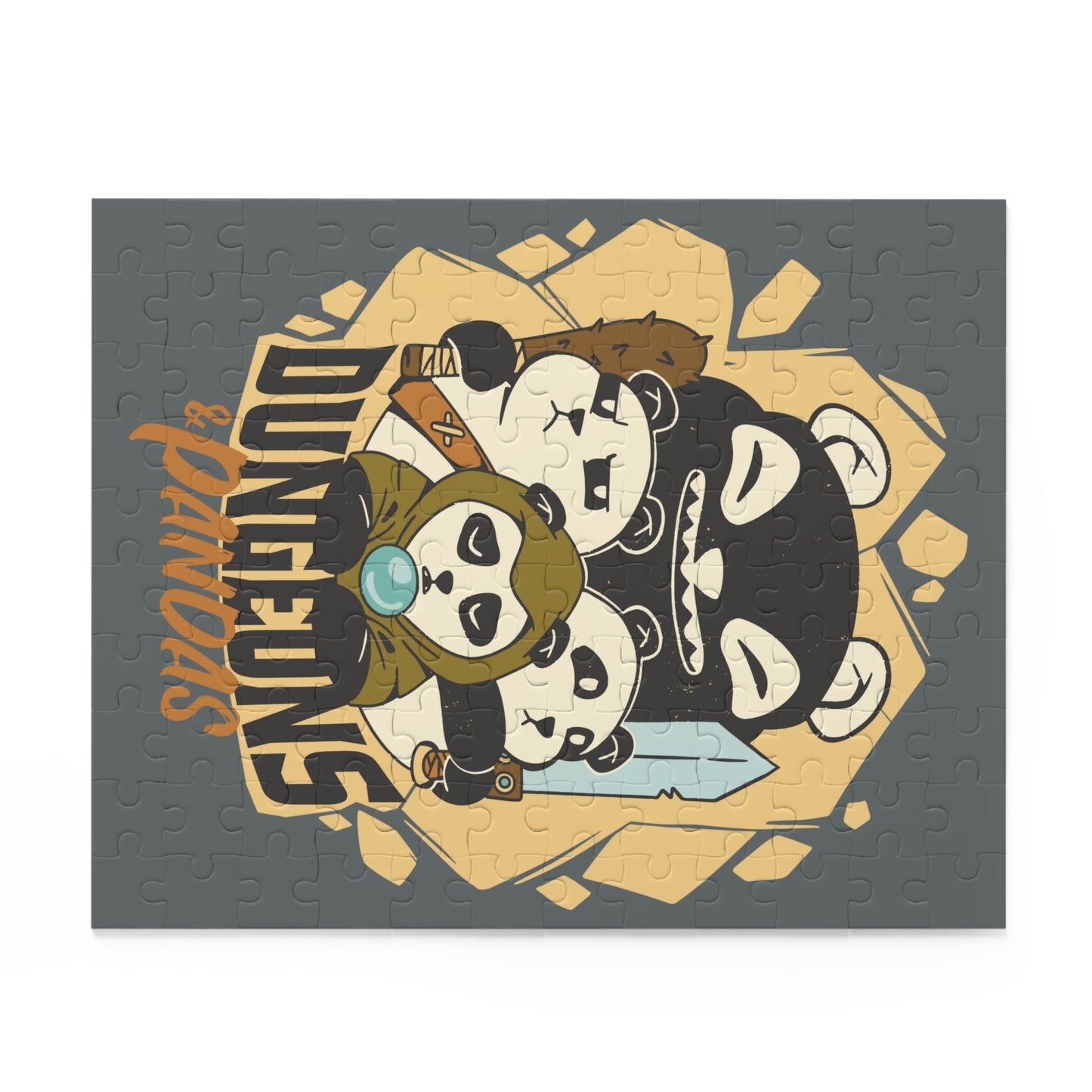 Dungeons and Pandas Jigsaw Puzzle Funny D&D Parody 120-500 Pieces for Nerdy Fantasy Game Fans and Panda Lovers RPG Style Puzzle