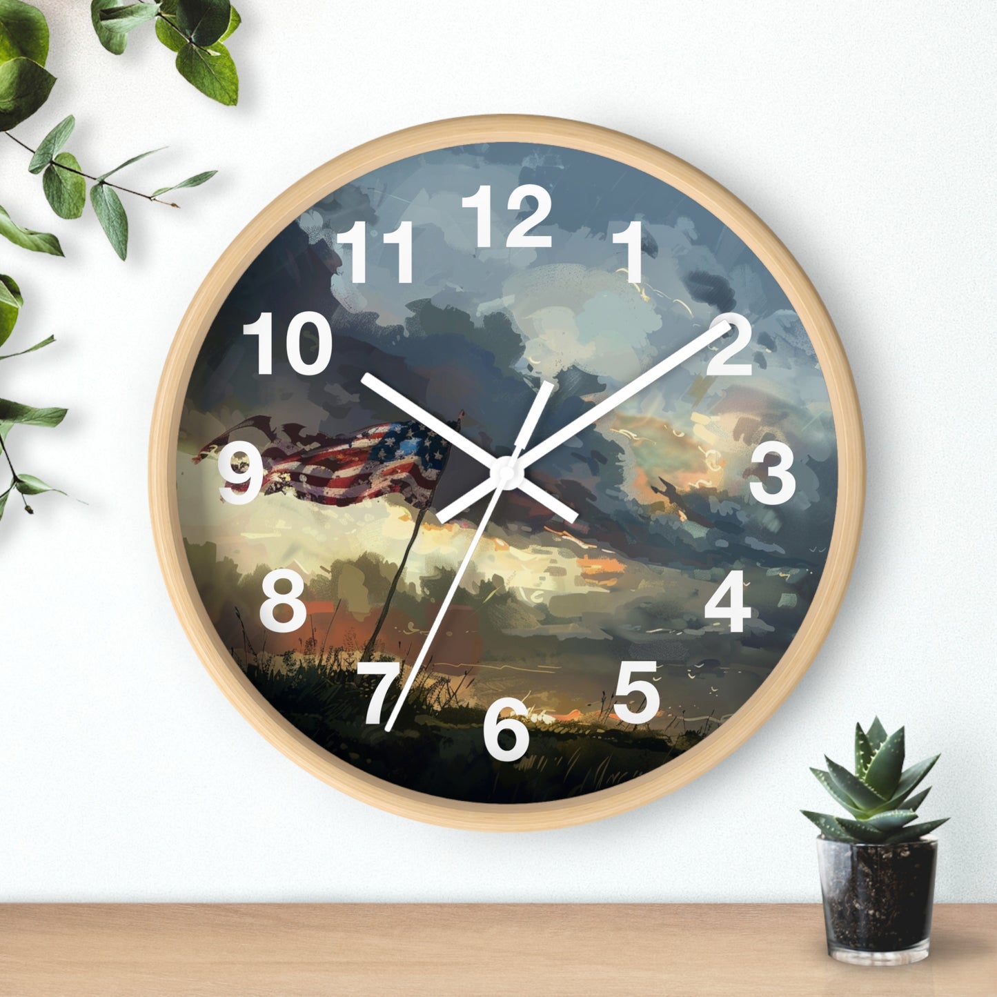 American Flag Pole Wall Clock | Patriotic Standing Flag Design | Battery Operated | USA Pride Decor | Perfect Gift for Patriots and Veteran