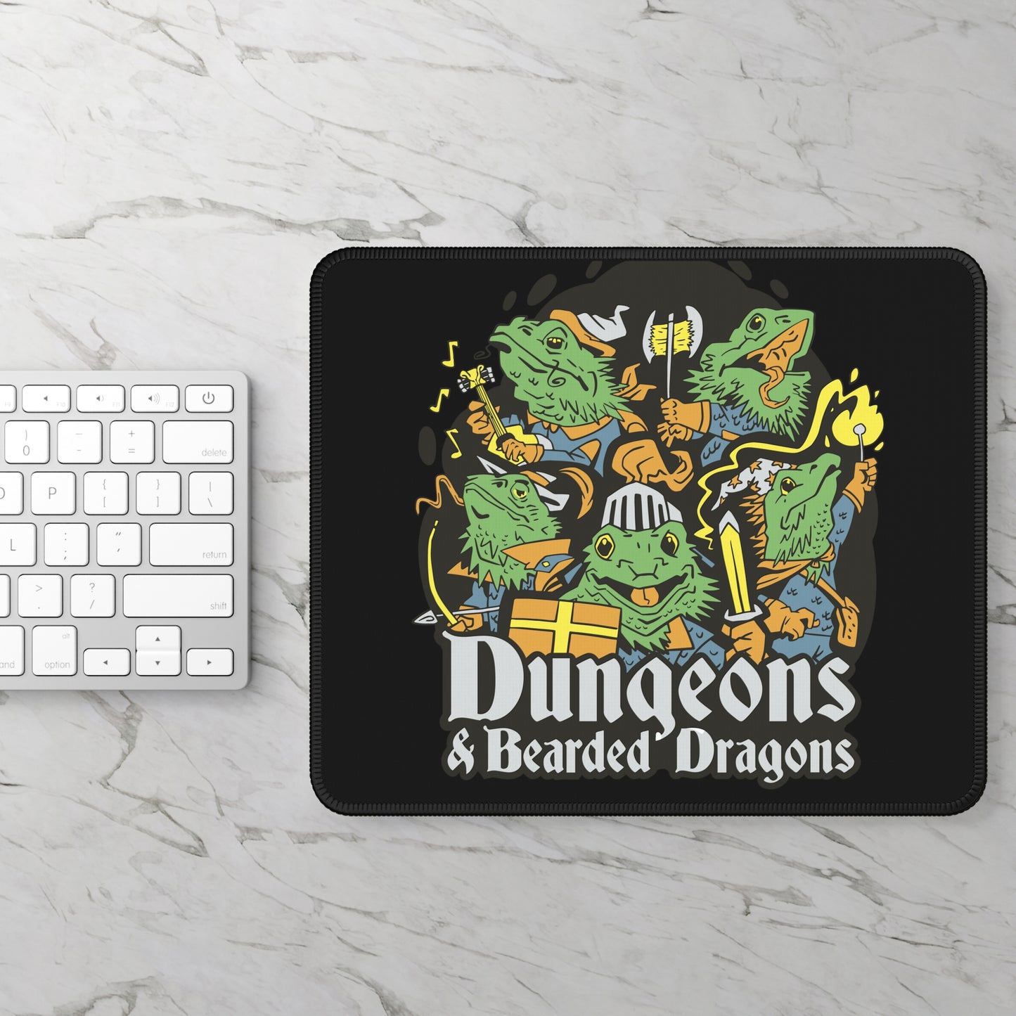 Dungeons and Bearded Dragons Non Slip Mouse Pad | Fantasy Game Desk Decor | Gift for Bearded Dragon Lovers | RPG-Inspired Mat