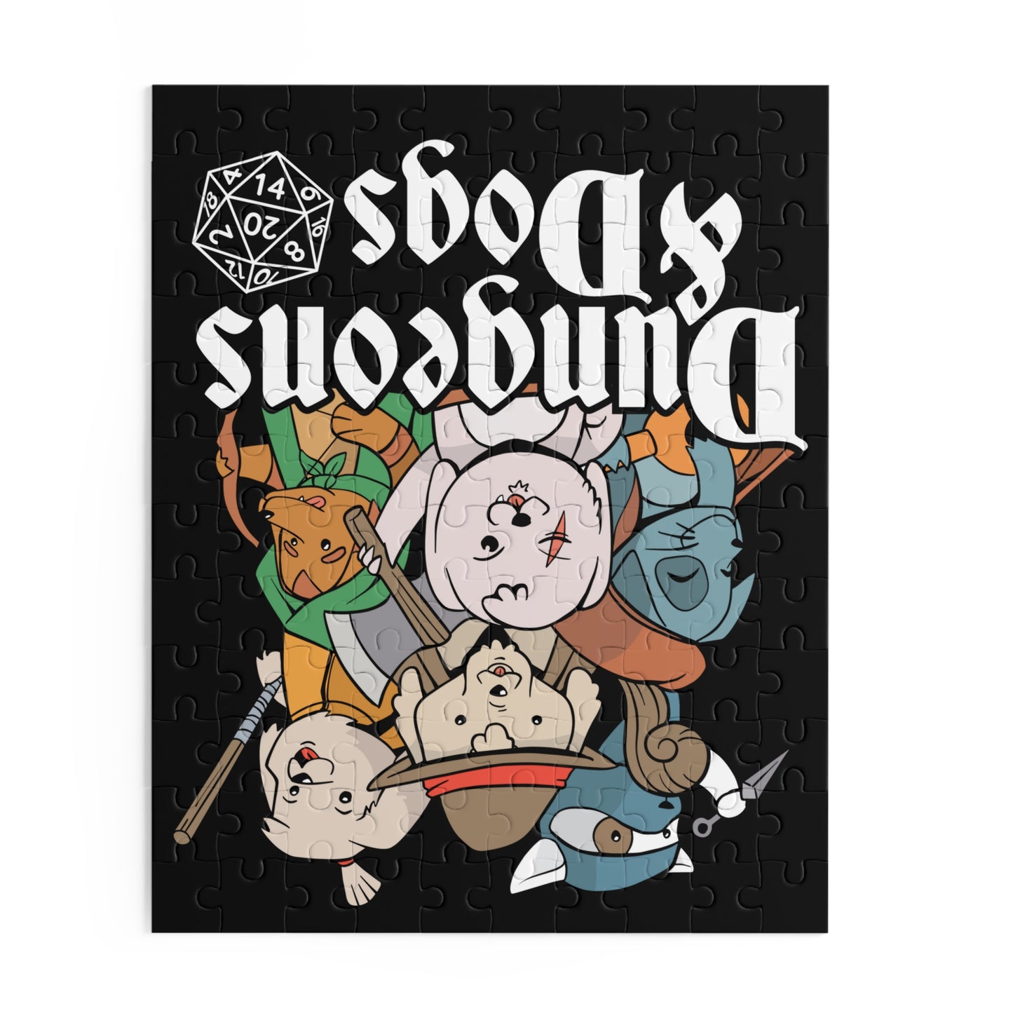 Dungeons and Dogs Jigsaw Puzzle Funny D&D Parody 120-500 Pieces for Nerdy Fantasy Game Fans and Dog Lovers RPG Style Puzzle