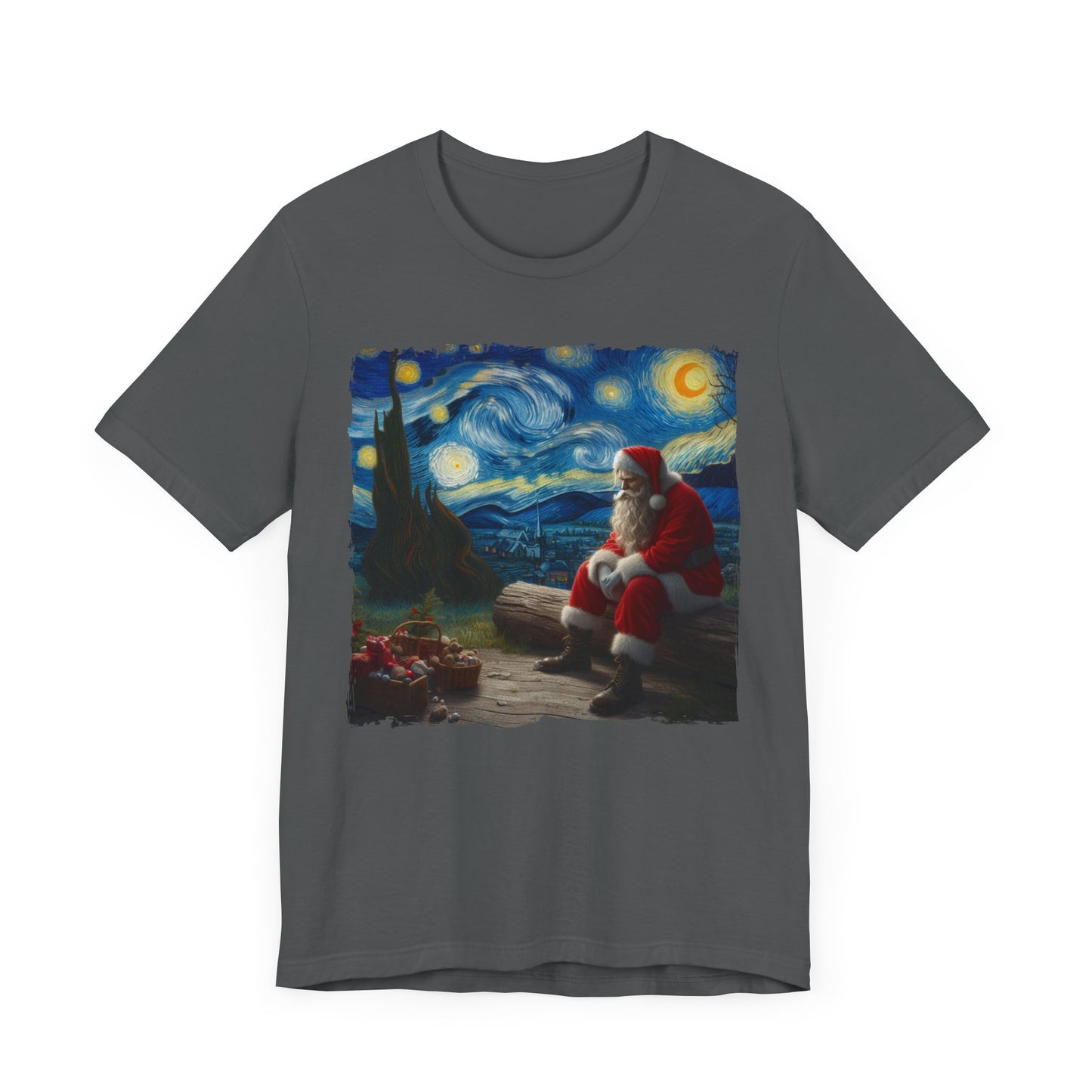 Santa Claus Night Sky Christmas Shirt | Starry Night-Inspired Holiday Art | Festive Santa Lover Tee Magical Christmas Season Christmas Gift