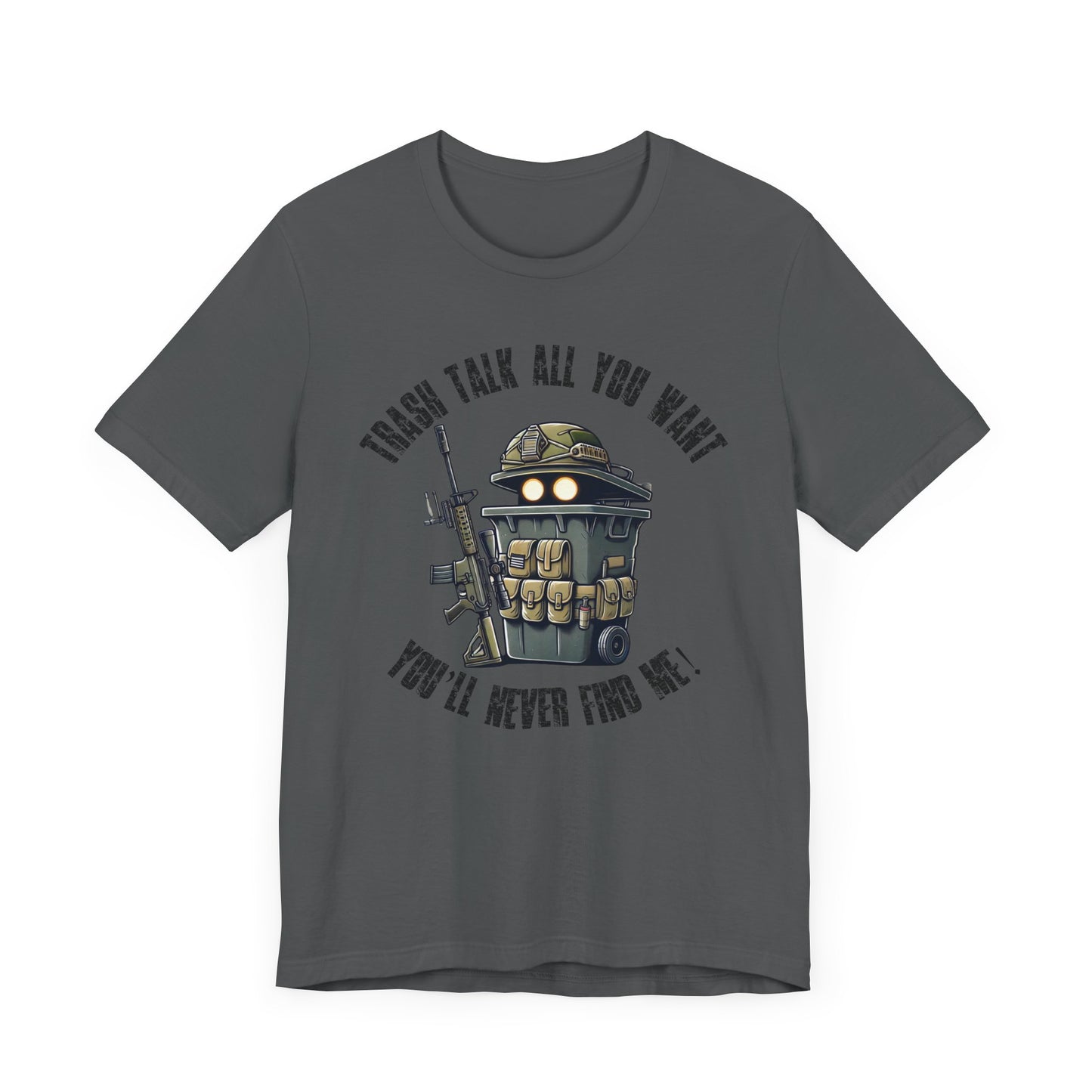 Tactical Trash Can Soldier Art | Funny Military Garbage Bin Design | Unique Cartoon Prop Hunt Gift | Armed Trash Bin Graphic | Gamer Humor