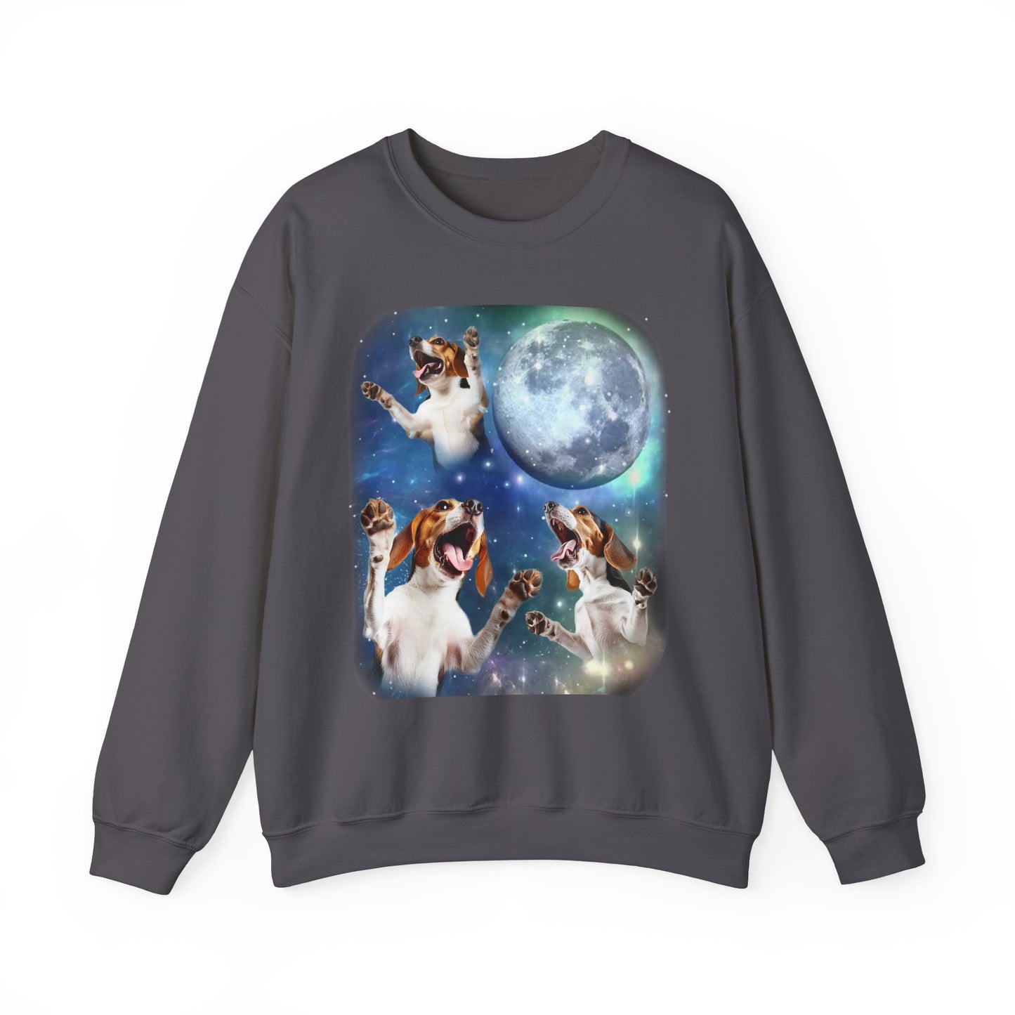 Beagle Howling at Moon Sweatshirt | Vintage Dog Lover Pullover Sweater | Funny Beagle Apparel Gift for Dog Enthusiasts and Pet Lovers