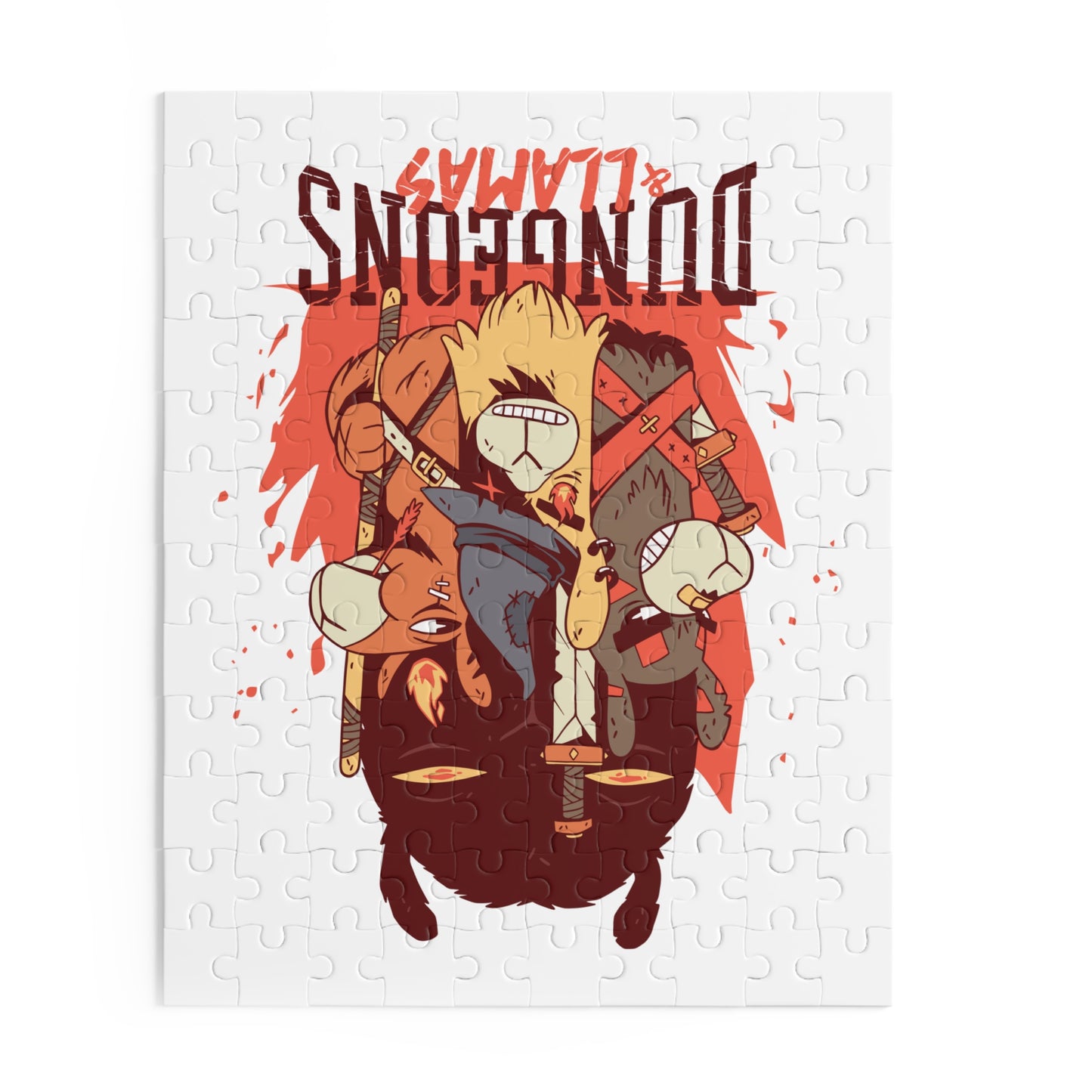 Dungeons and Llamas Jigsaw Puzzle Funny D&D Parody 120-500 Pieces for Nerdy Fantasy Game Fans and Llama Lovers RPG Style Puzzle