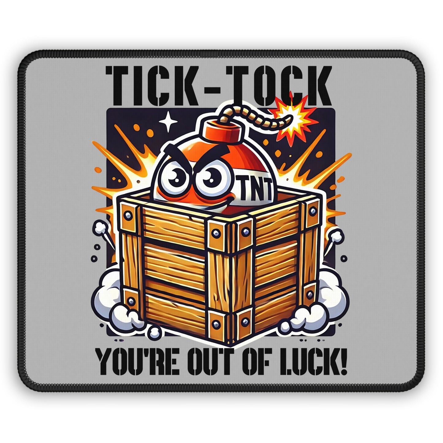 Explosive Cartoon Crate Non Slip Mouse Pad | TNT Prop Hunt Design | Funny Gamer Desk Mat | Dynamic Boom Box Graphic Tactical Explosion Theme