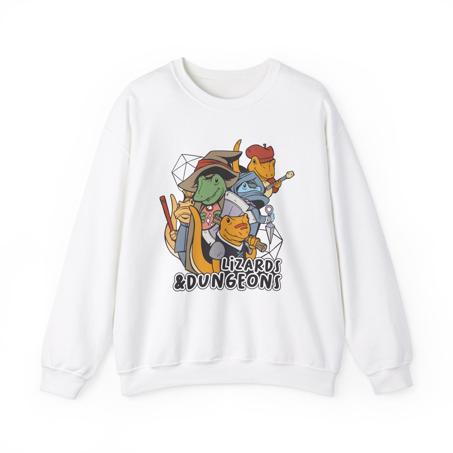 Dungeons and Lizards Funny D&D Parody Sweatshirt | Nerdy Fantasy Game Sweater Lizard Lovers | Unique Winter Gift Cozy Fun Sweatshirt Gamers