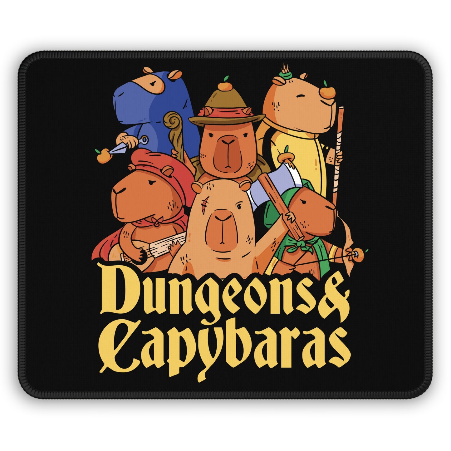 Dungeons and Capybaras Non Slip Mouse Pad Fantasy Game Desk Decor Unique Gift for Capybara Lovers RPG-Inspired Desk Mat Fun Gaming Accessory