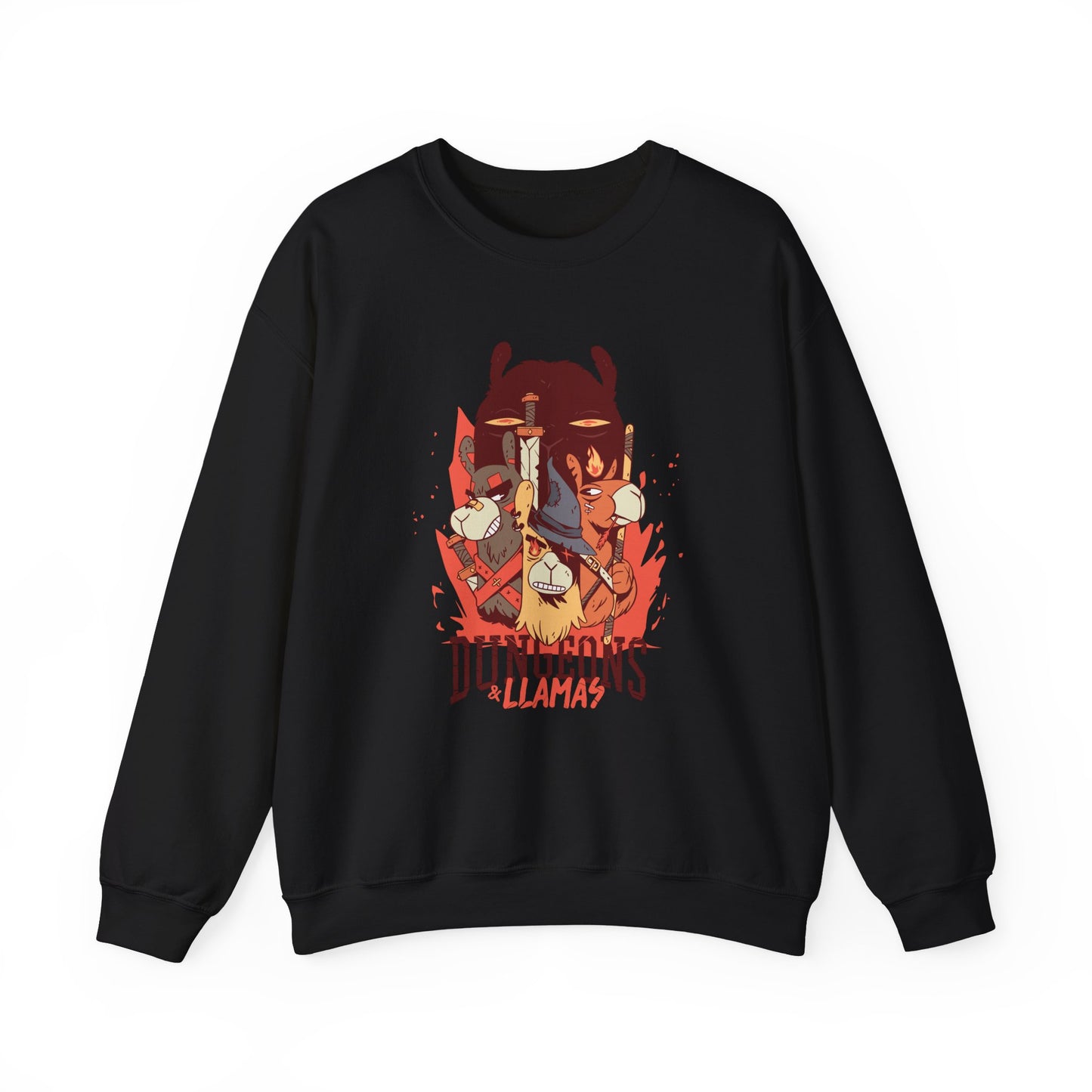 Dungeons and Llamas Funny D&D Parody Sweatshirt | Nerdy Fantasy Game Sweater Llama Lovers | Unique Winter Gift | Cozy Fun Sweatshirt Gamers