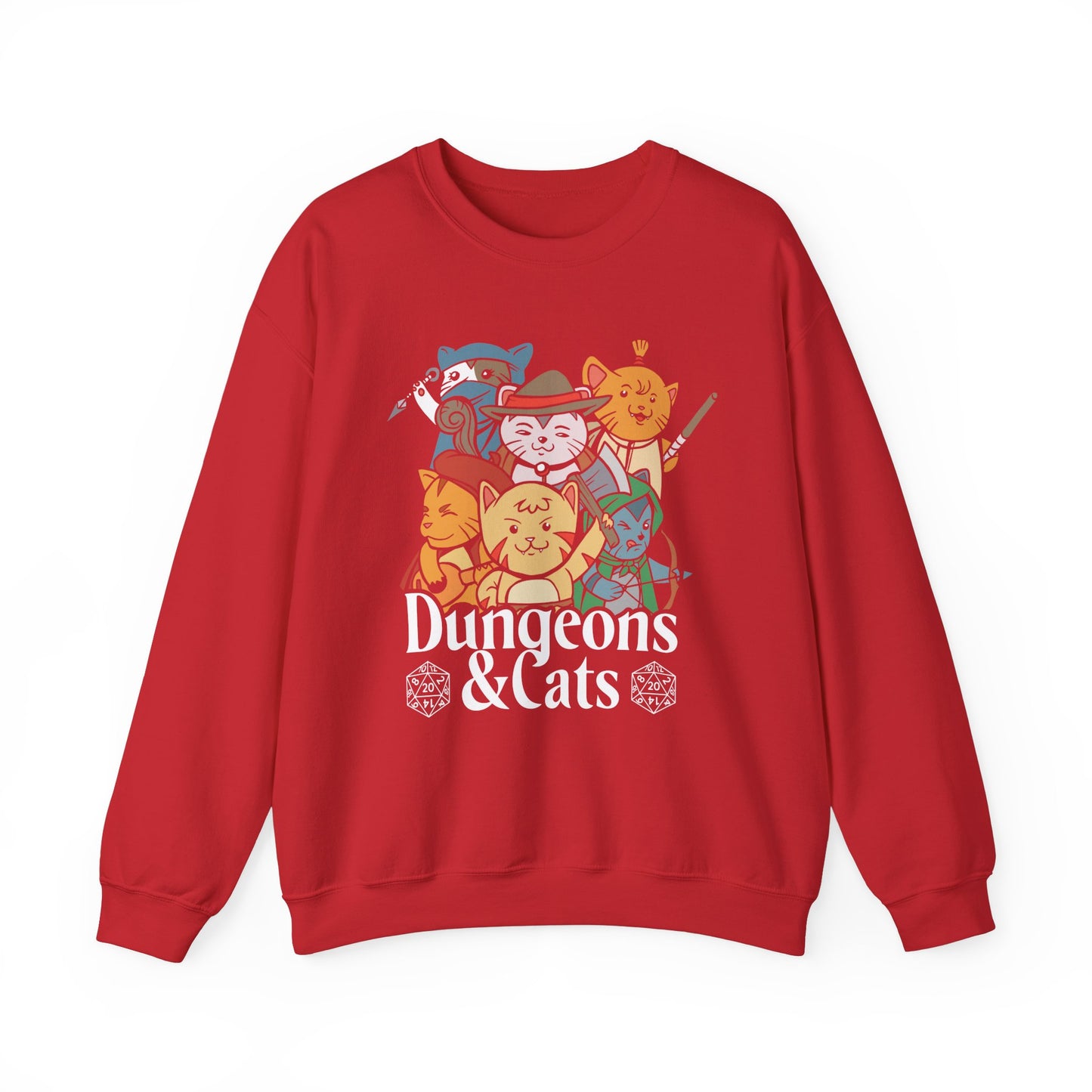 Dungeons and Cats Funny D&D Parody Sweatshirt | Nerdy Fantasy Game Sweater for Cat Lovers | Unique Winter Gift | Cozy Fun Sweatshirt Gamers