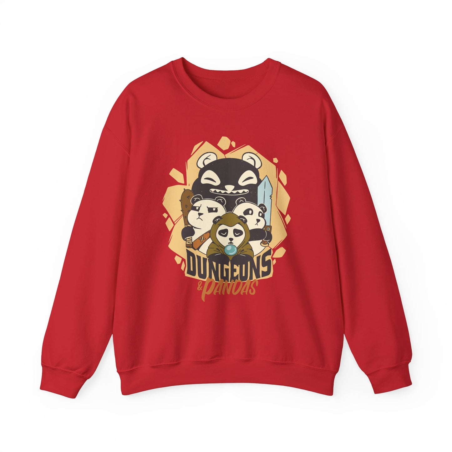 Dungeons and Pandas Funny D&D Parody Sweatshirt | Nerdy Fantasy Game Sweater Panda Lovers | Unique Winter Gift | Cozy Fun Sweatshirt Gamers