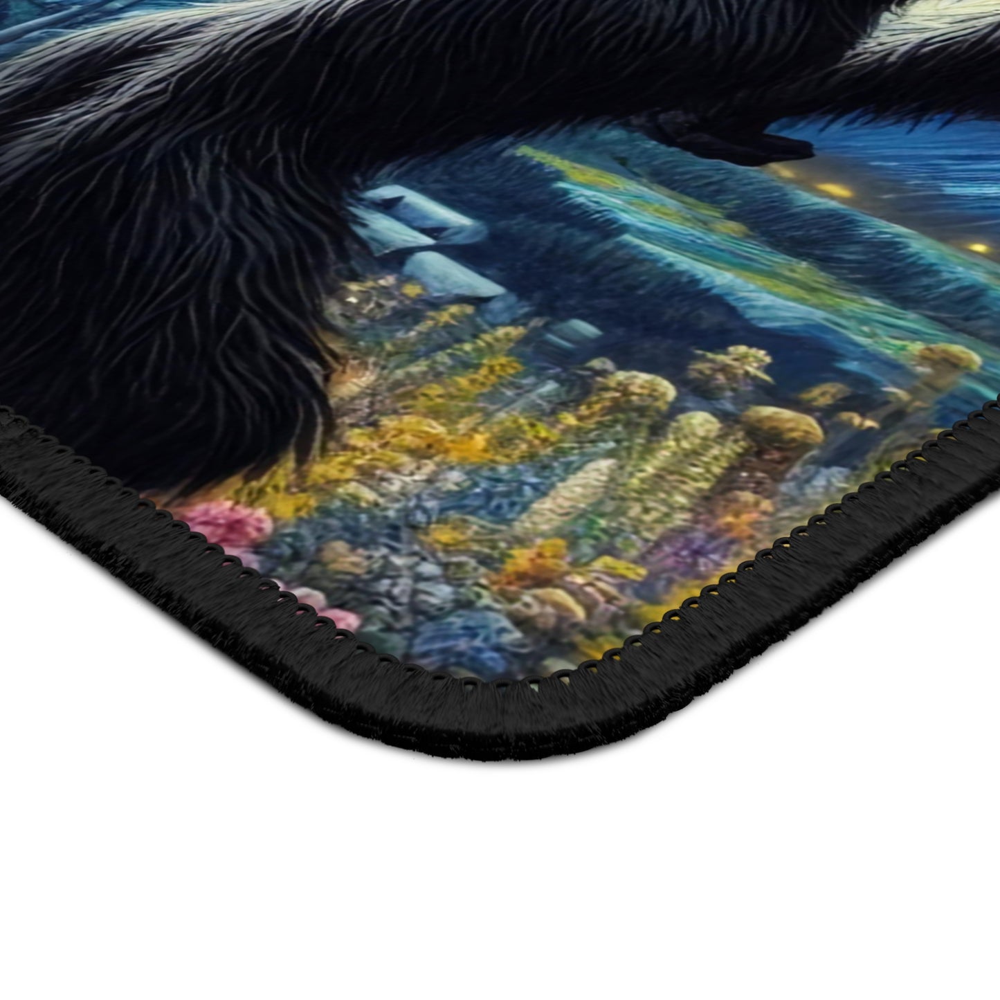 Bigfoot Night Sky Non-Slip Mouse Pad | Starry Night Inspired Art | Humorous Sasquatch Desk Mat for Quirky Bigfoot Lovers Sasquatch Decor