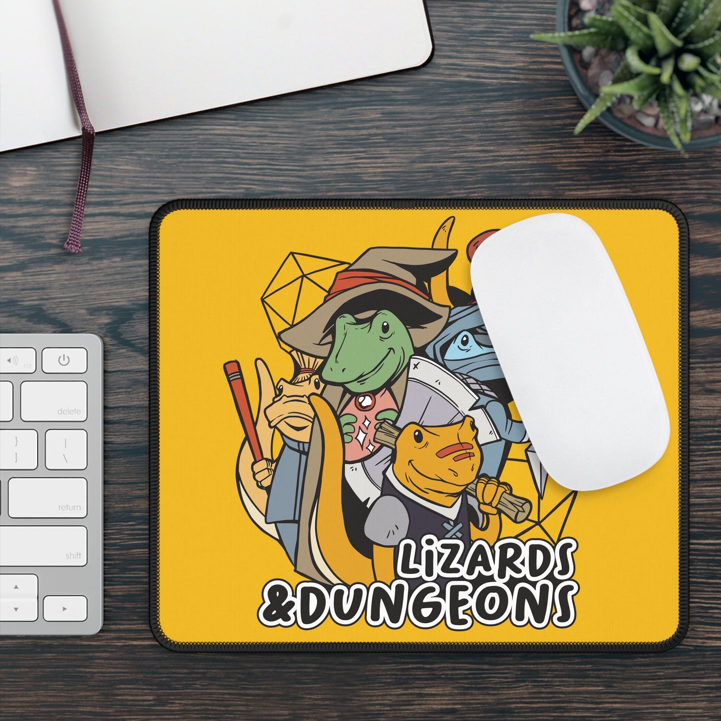Dungeons and Lizards Non Slip Mouse Pad | Fantasy Game Desk Decor | Unique Gift for Lizard Lovers RPG-Inspired Desk Mat Fun Gaming Accessory