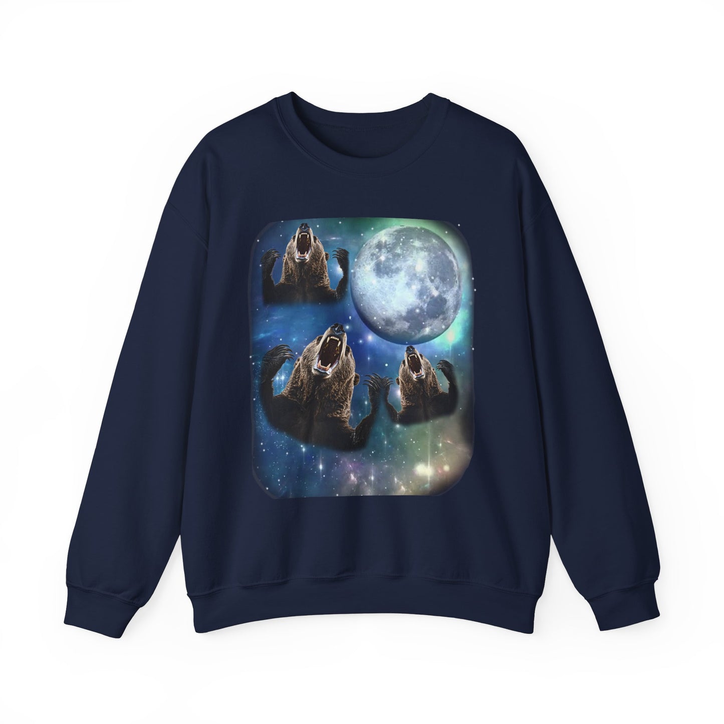 Brown Bear Howling at Moon Sweatshirt | Vintage Bear Lover Pullover Sweater | Funny Brown Bear Apparel Gift Wildlife Enthusiasts Cute Bear