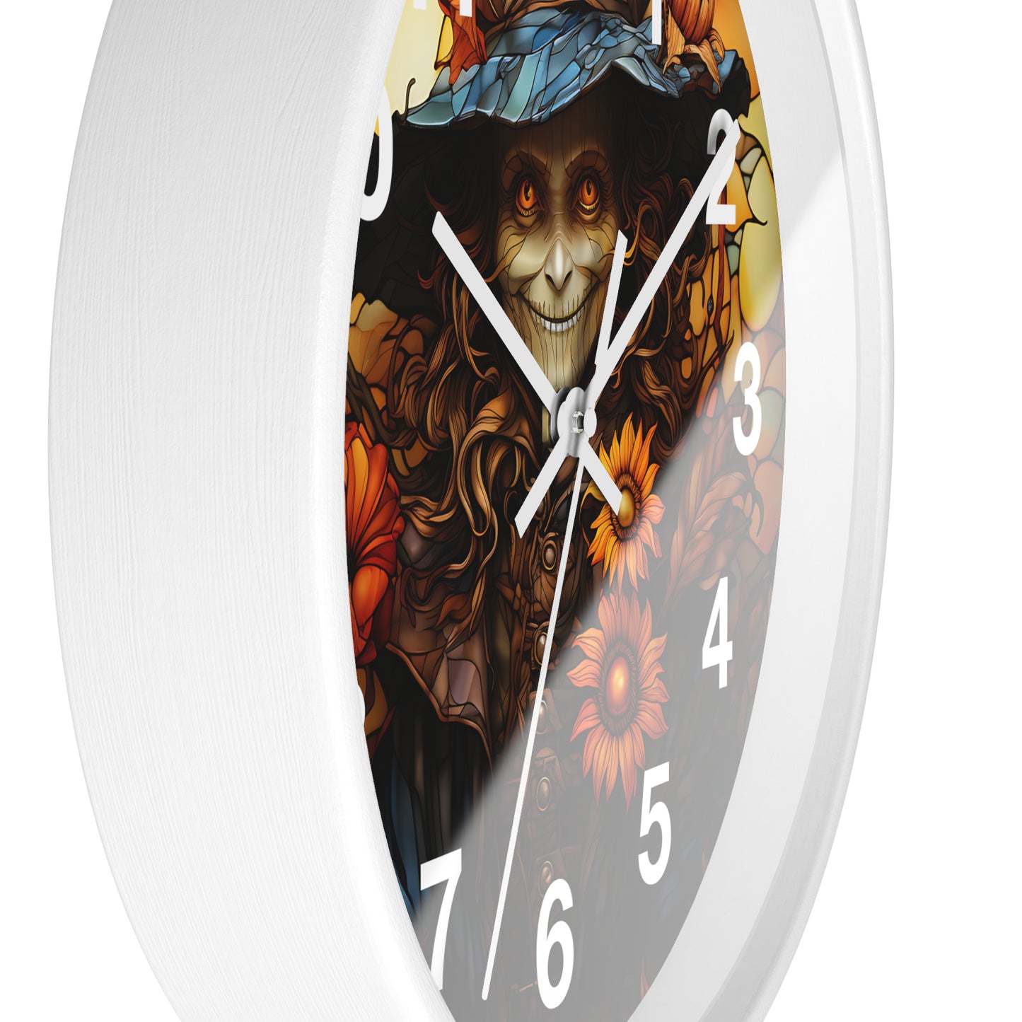 Beautiful Eerie Witch Stained Glass Wall Clock | Battery Operated | Enchanting Halloween Decor Witch Enthusiasts | Unique Mystic Accent