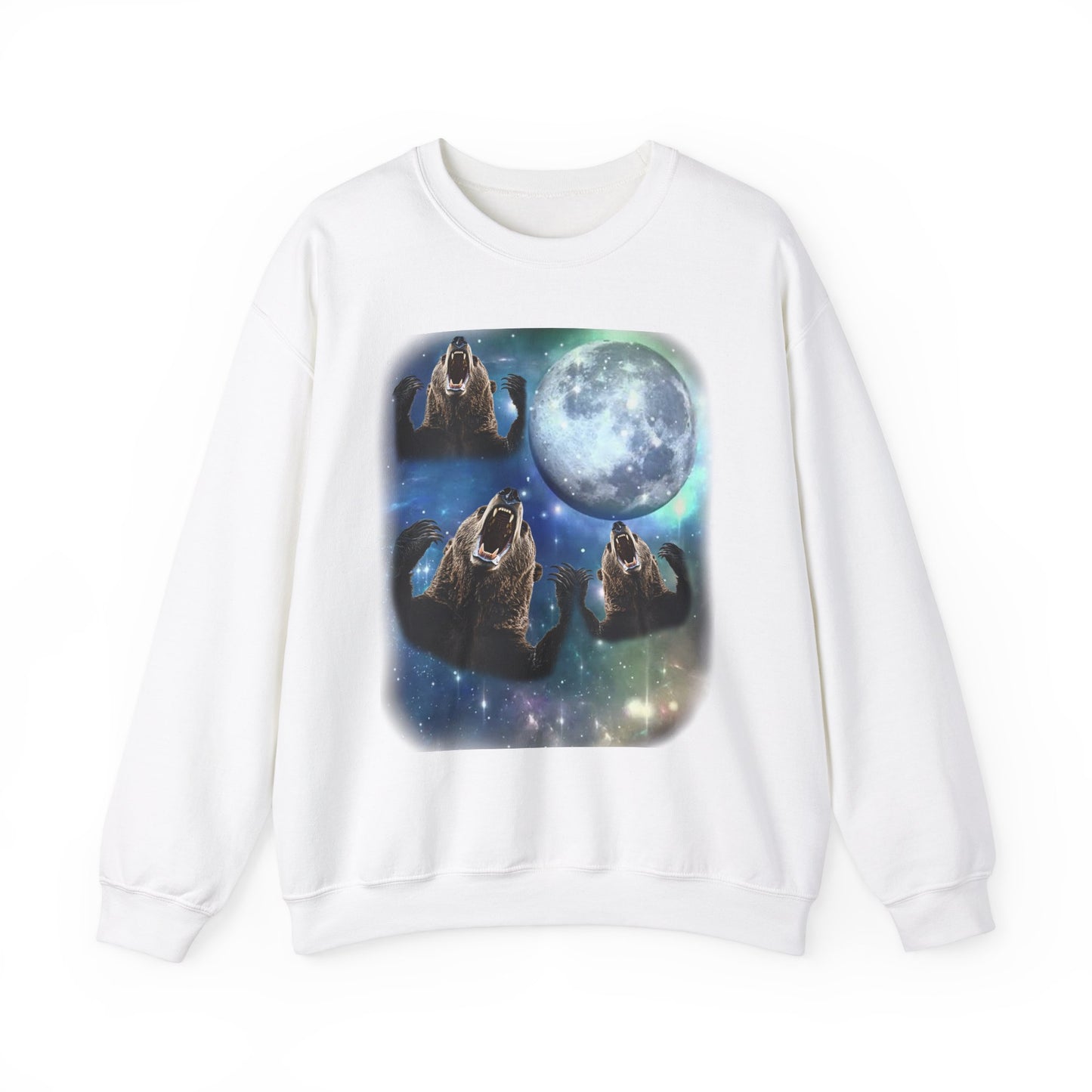 Brown Bear Howling at Moon Sweatshirt | Vintage Bear Lover Pullover Sweater | Funny Brown Bear Apparel Gift Wildlife Enthusiasts Cute Bear