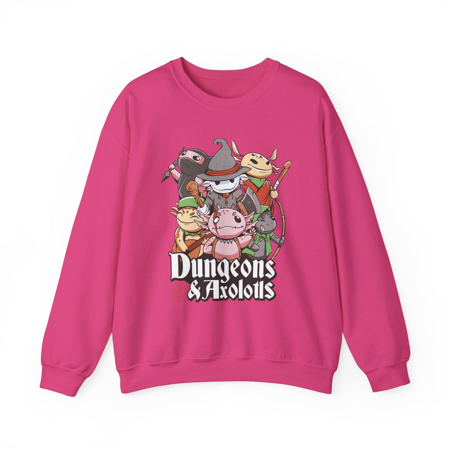 Dungeons and Axolotls Funny D&D Parody Sweatshirt | Nerdy Fantasy Game Sweater Axolotl Lovers Unique Winter Gift Cozy Fun Sweatshirt Gamers