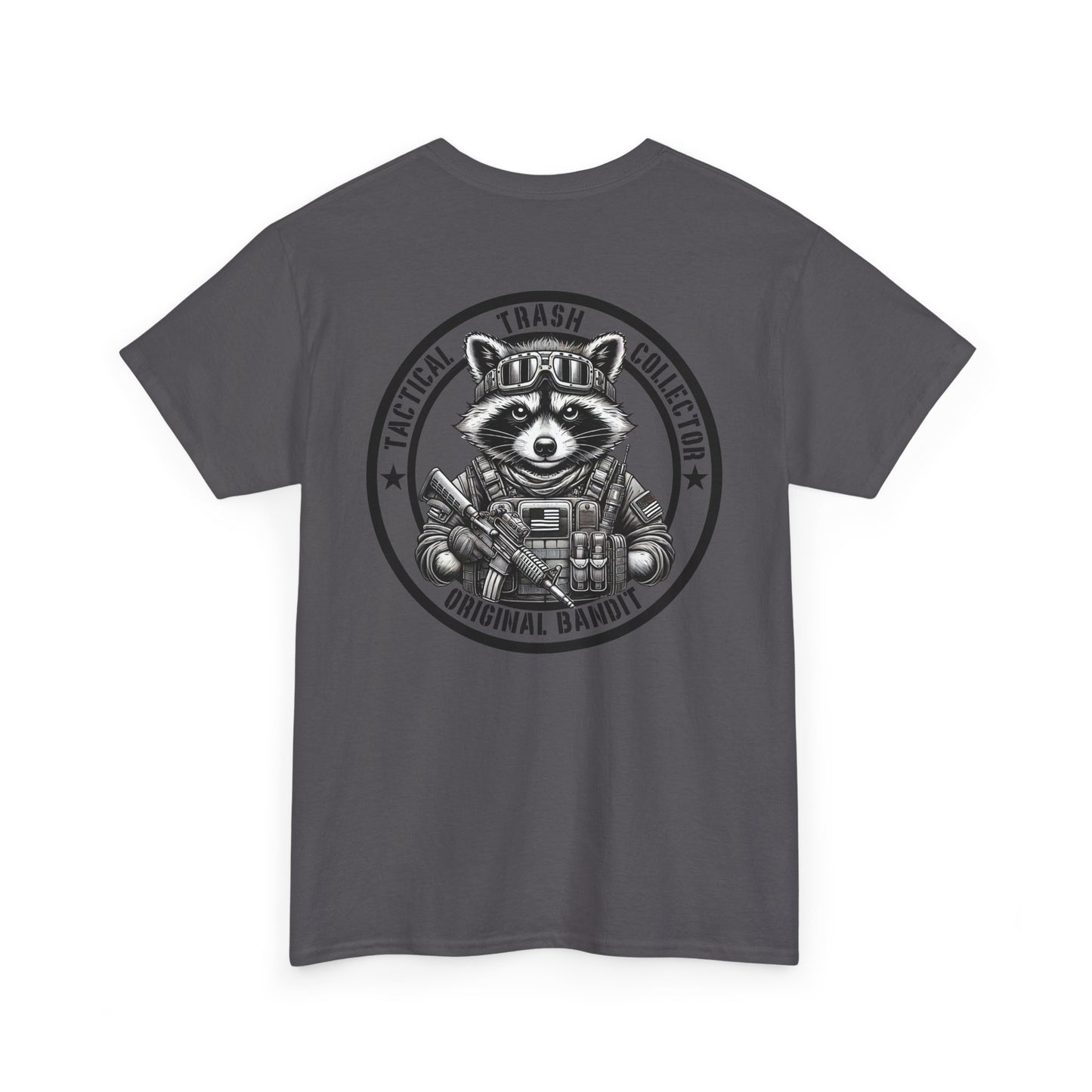 Tactical Trash Collector Shirt | Funny Tactical Raccoon Tee | Military-Inspired Graphic Humor Outdoors Fans | Unique Patriotic Design Gift